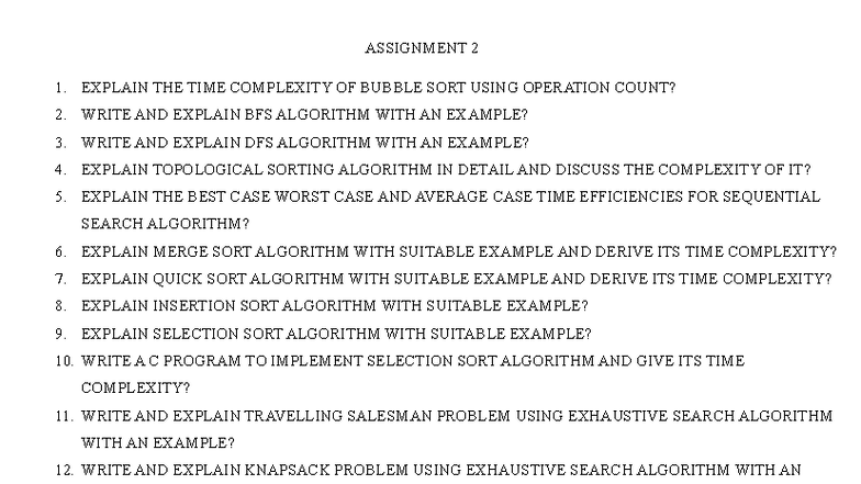 CS101 Assignment 2: Algorithms & Time Complexity Explained - Studocu