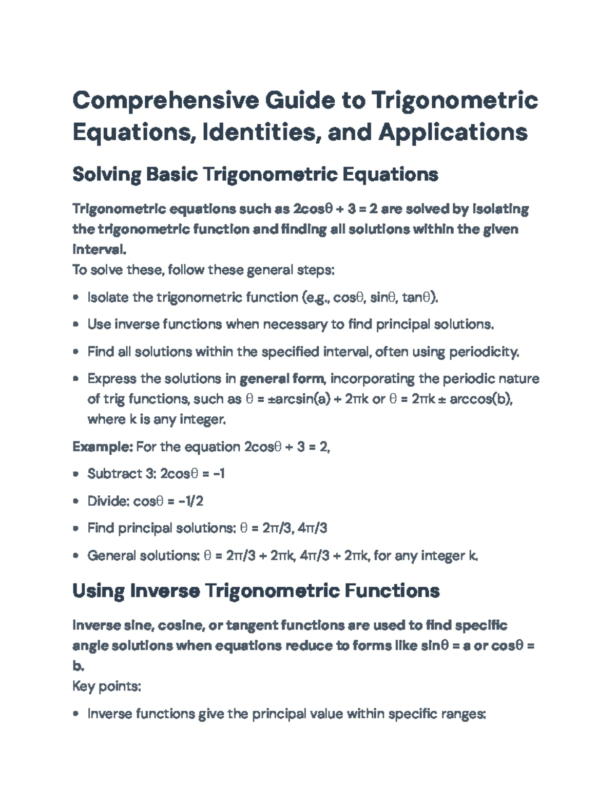 Trigonometric Identities Verification - Math 1149 Study Guide - Studocu