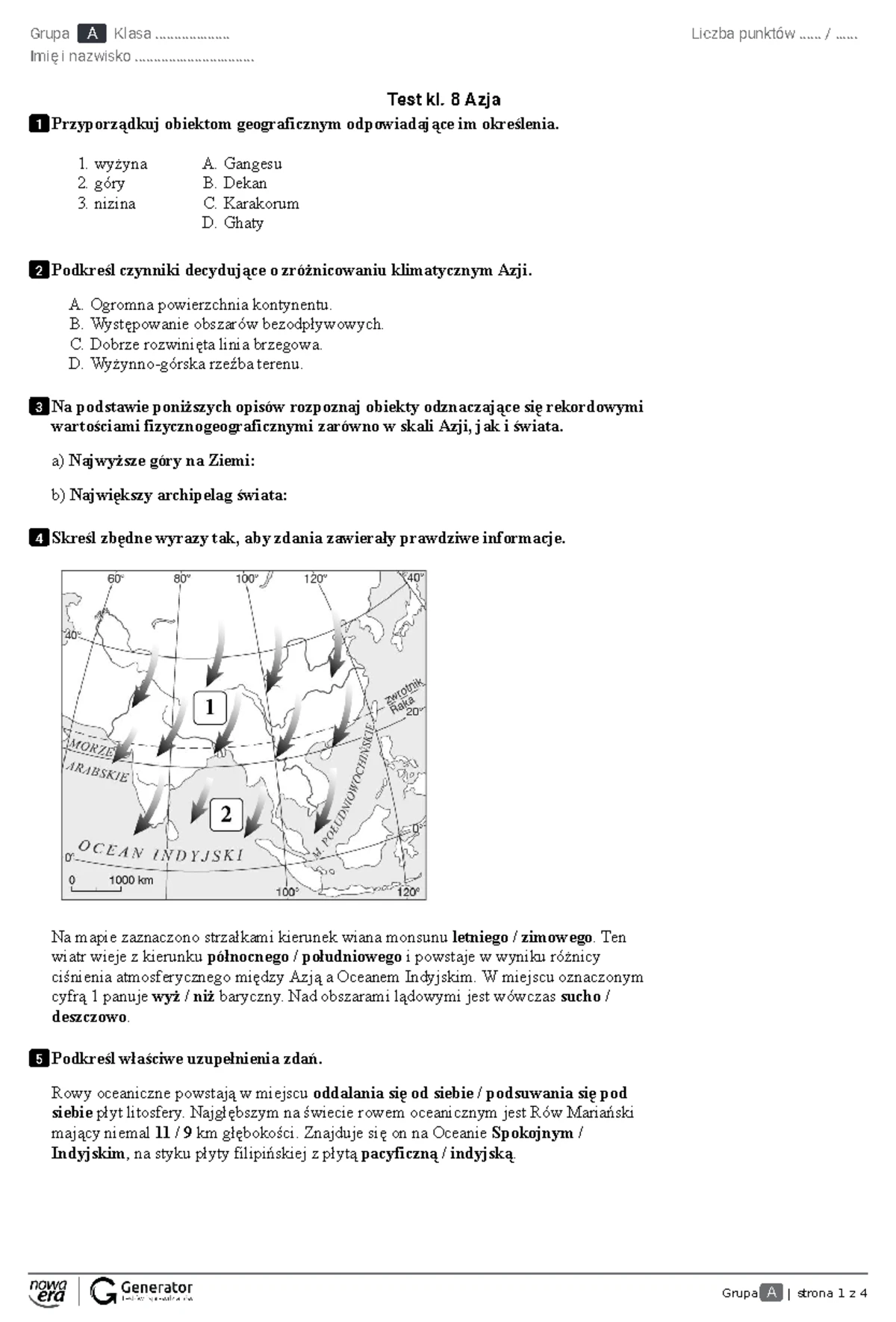 Sprawdzian Z Geografii Klasa 8 Azja Odpowiedzi www.studocu.com