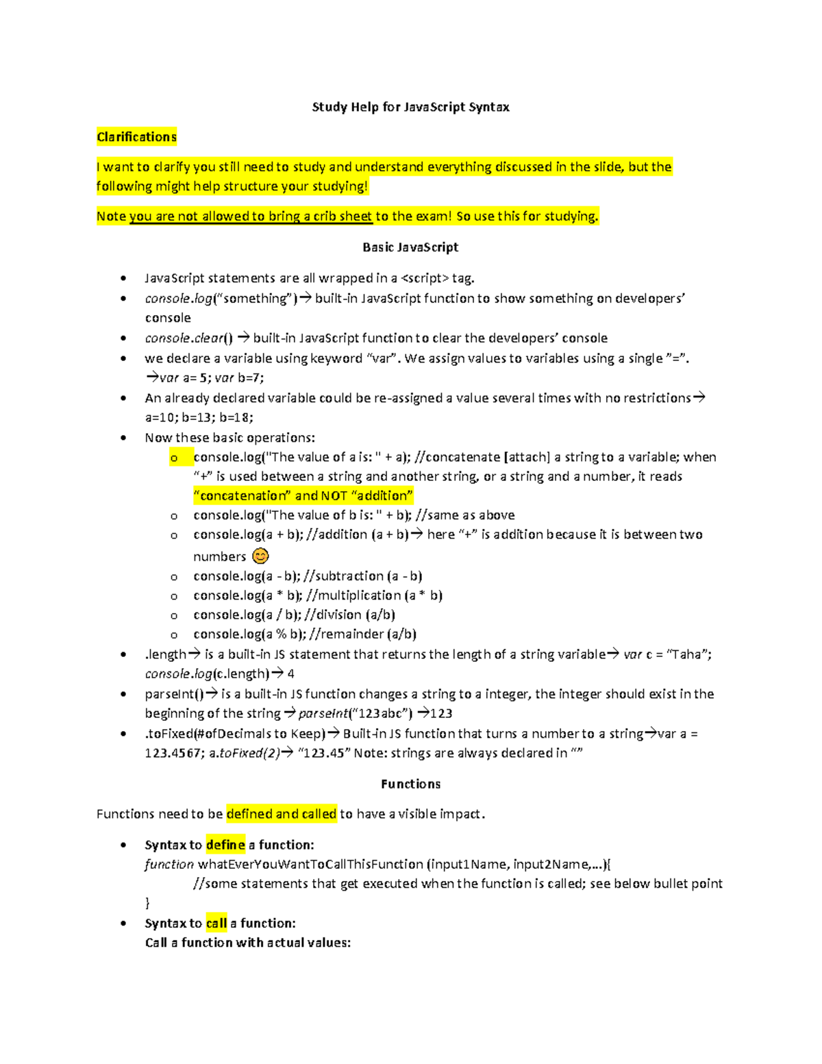 Final EXAM Java Script Study Guide - MGCR331 - Study Help for ...