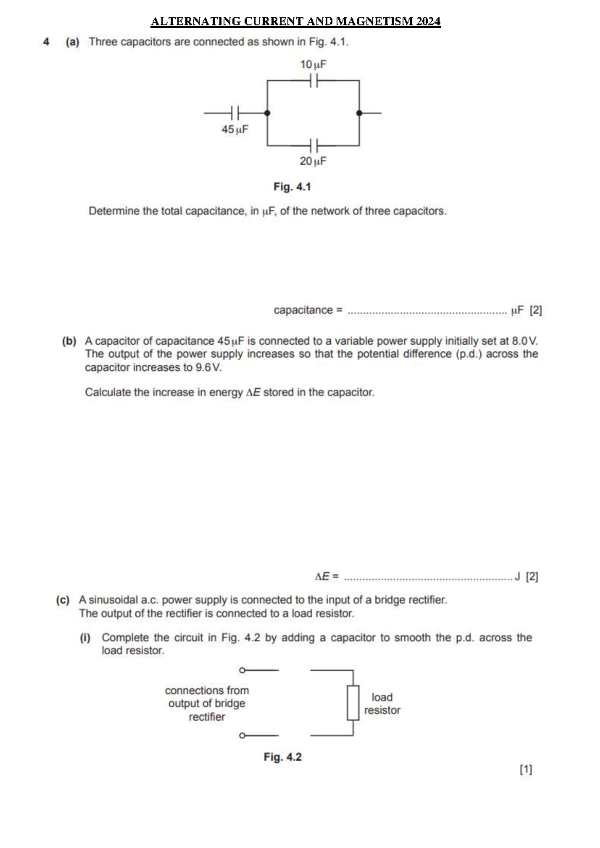 AC & Magnetism 2024: Capacitors, Energy, and Circuit Analysis - Studocu