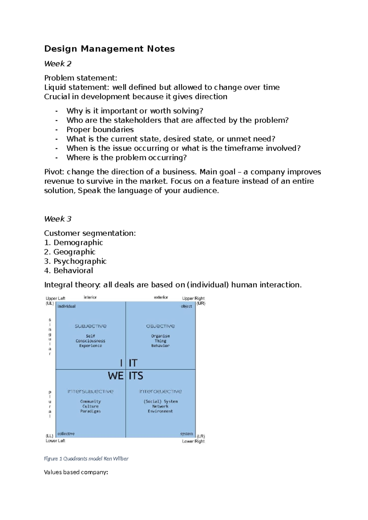 BM 101: Design Management Notes for Weeks 2-4 - Studeersnel