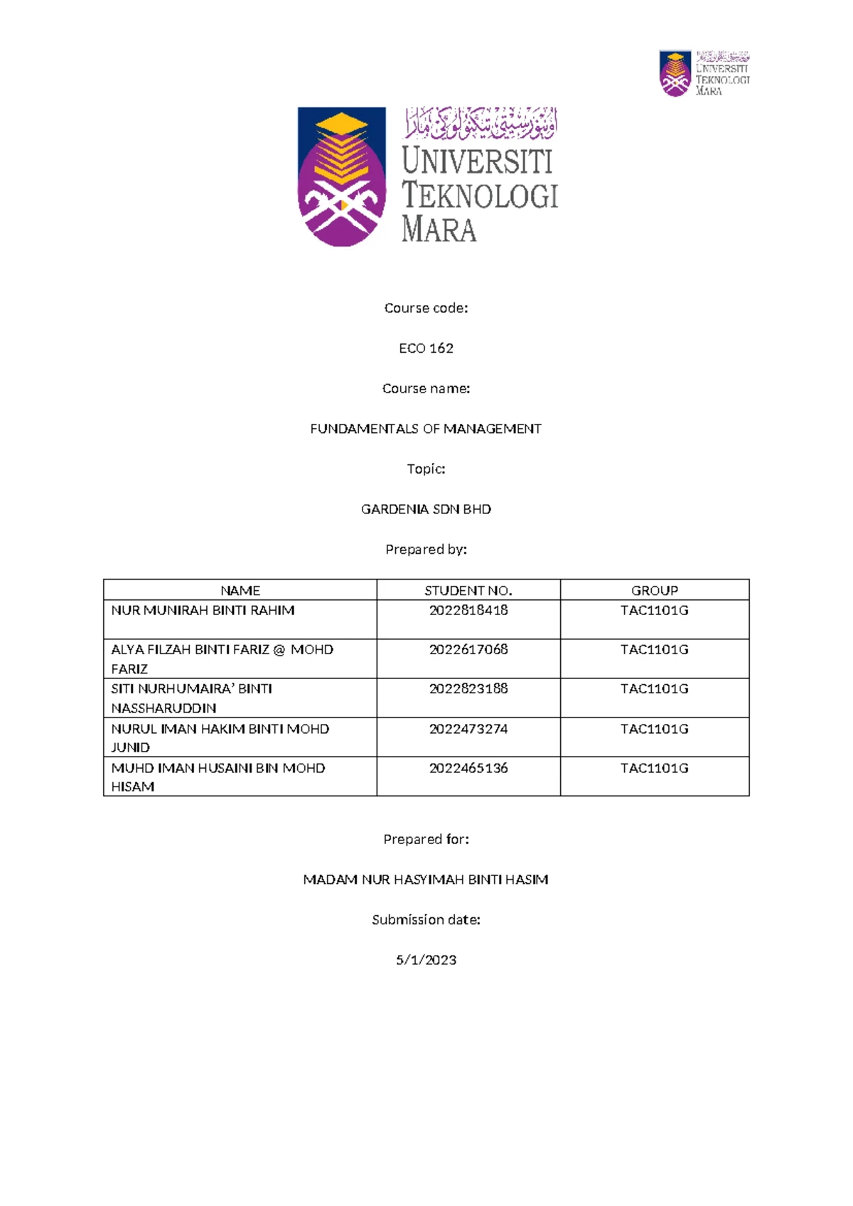 DIPLOMA IN ACCOUNTANCY (AC110) LAW346 ASSIGNMENT: CONSTITUTION ...
