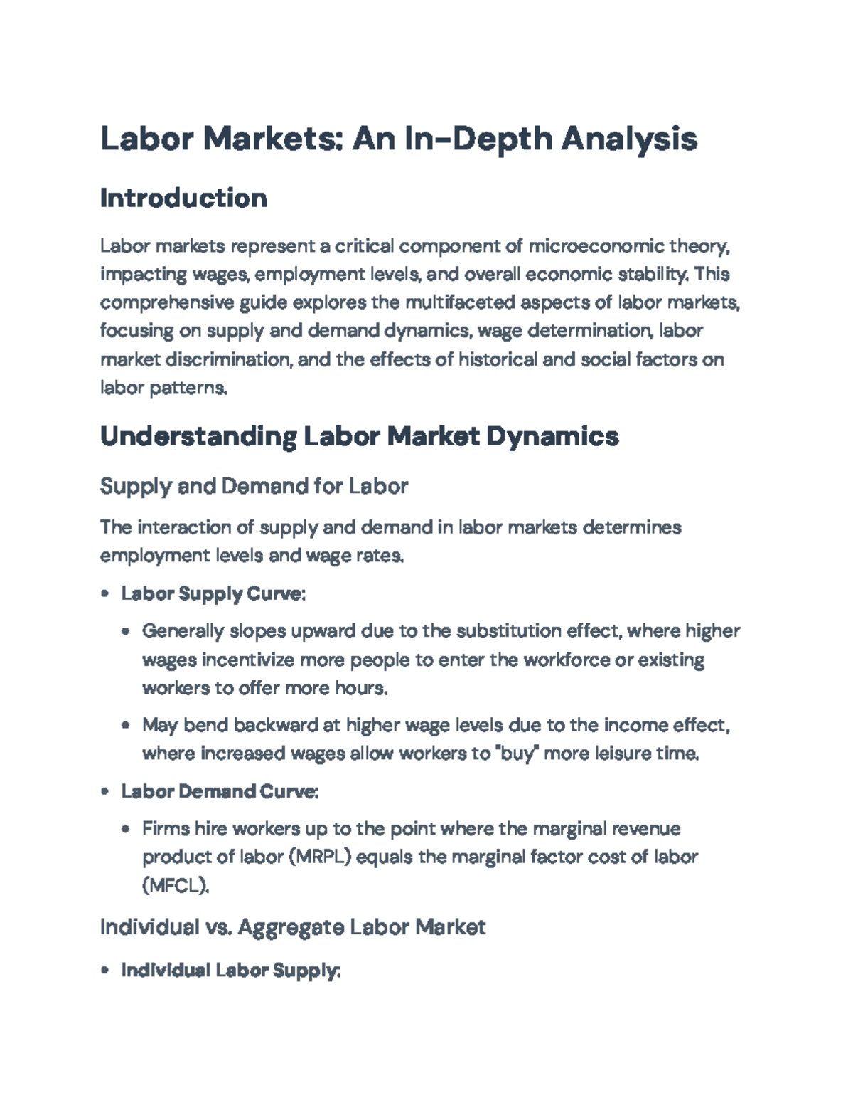 Labor Markets: A Comprehensive Analysis (ECON 101) - Labor Markets: An ...