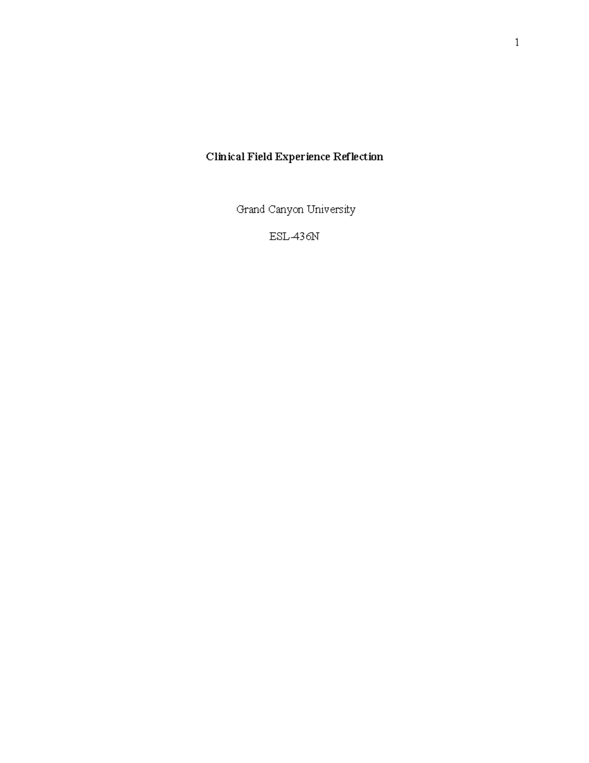 ESL-436N Clinical Field Experience Reflection: Embracing Diversity in ...