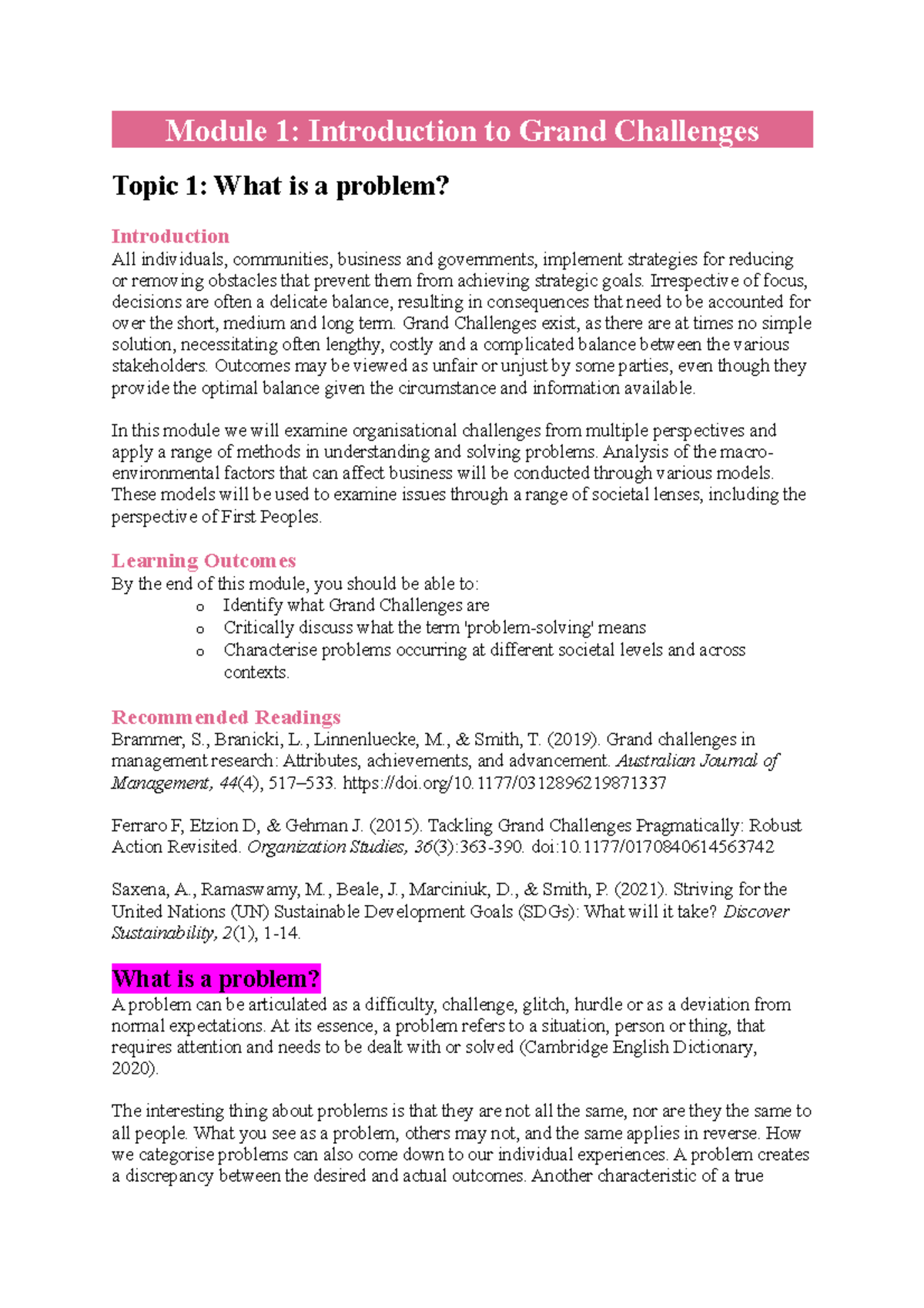 Module 1- Introduction to Grand Challenges - Irrespective of focus ...
