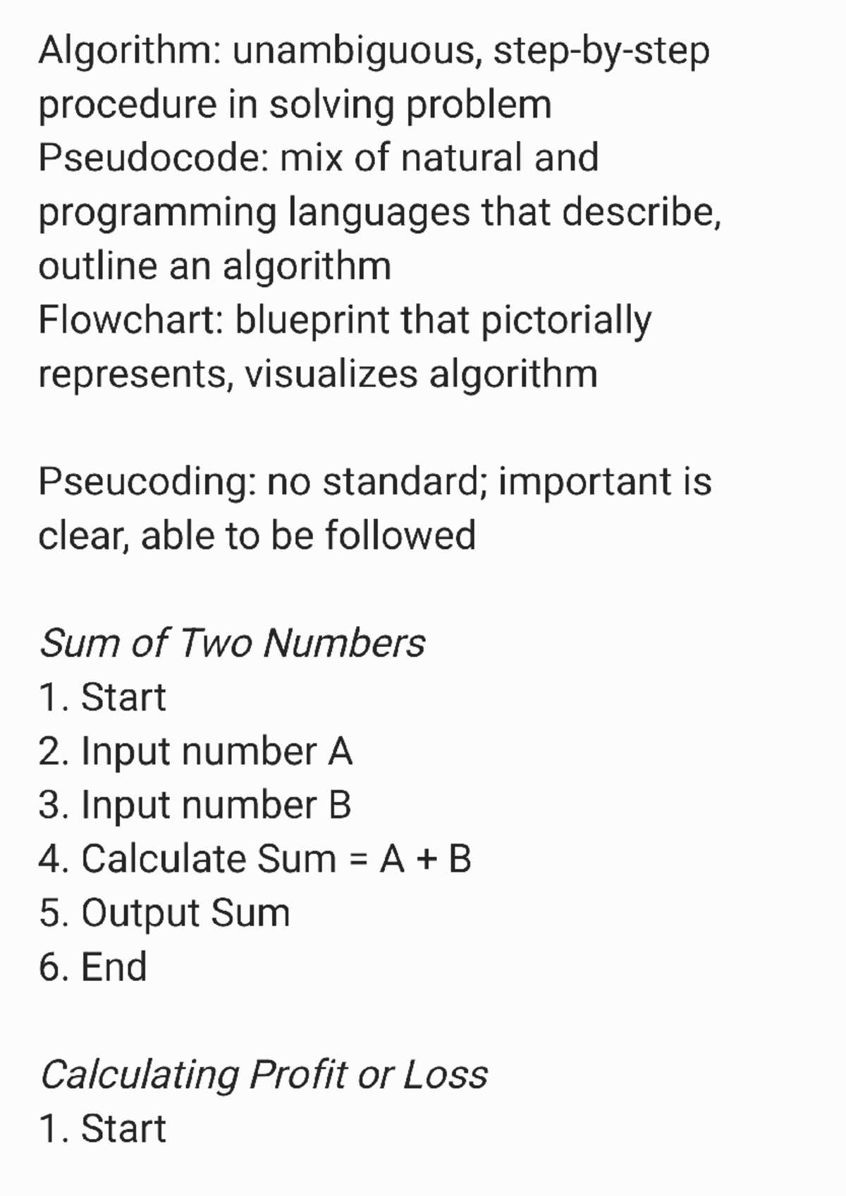 PLD Lesson 2: Algorithms, Pseudocode, and Flowcharts with Assignments ...