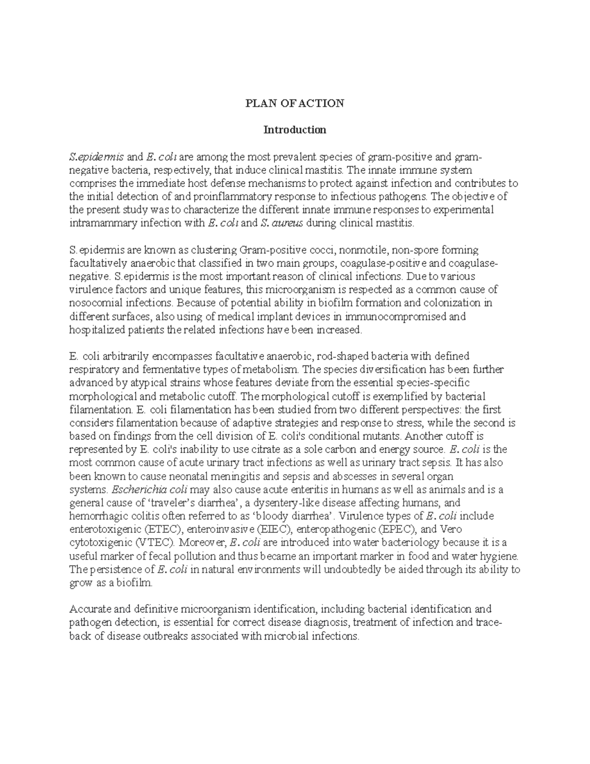 Isolating Pure Cultures of E. coli and S. aureus: Action Plan - Studocu