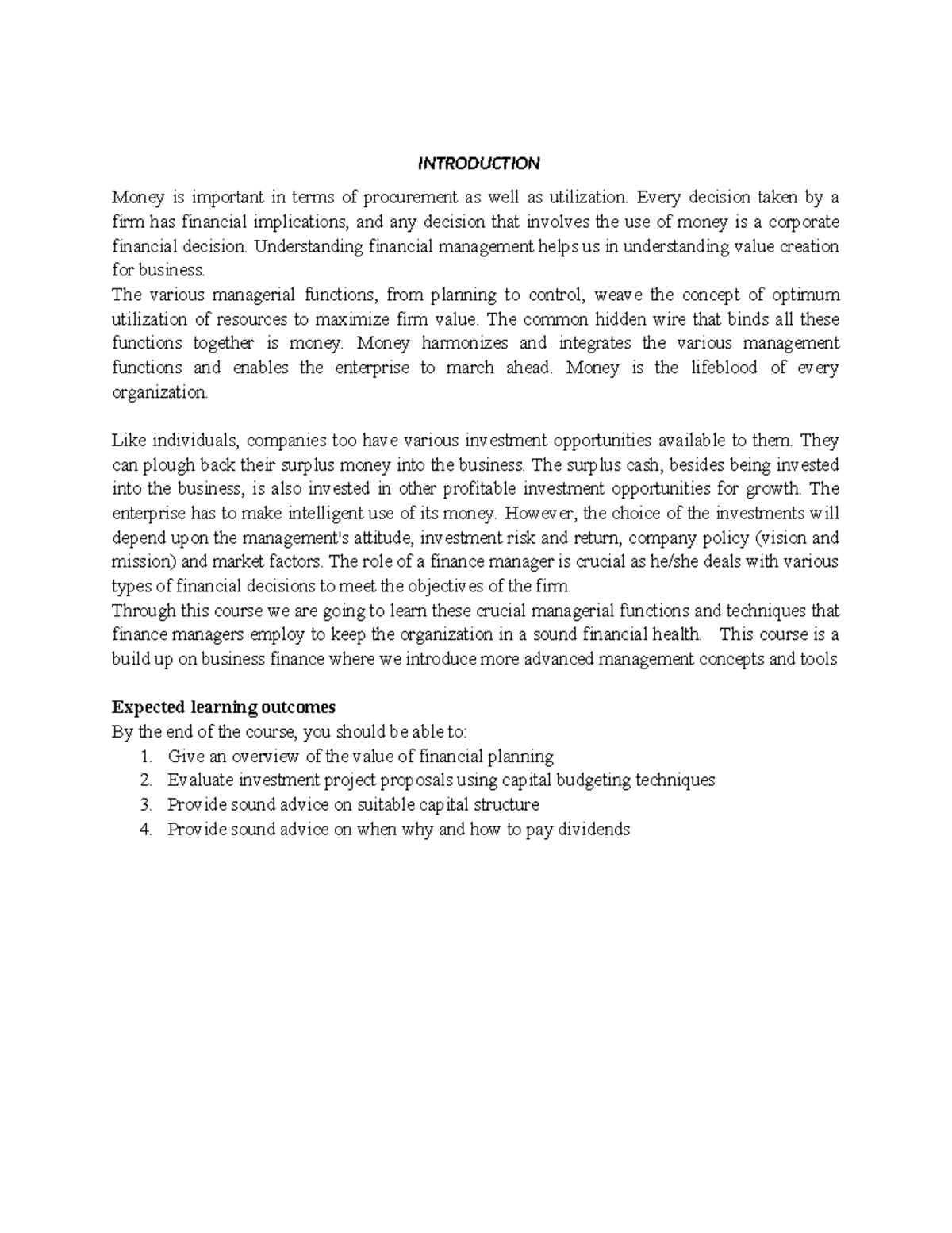 Financial Management Notes (FIN 101): Understanding Key Concepts and ...