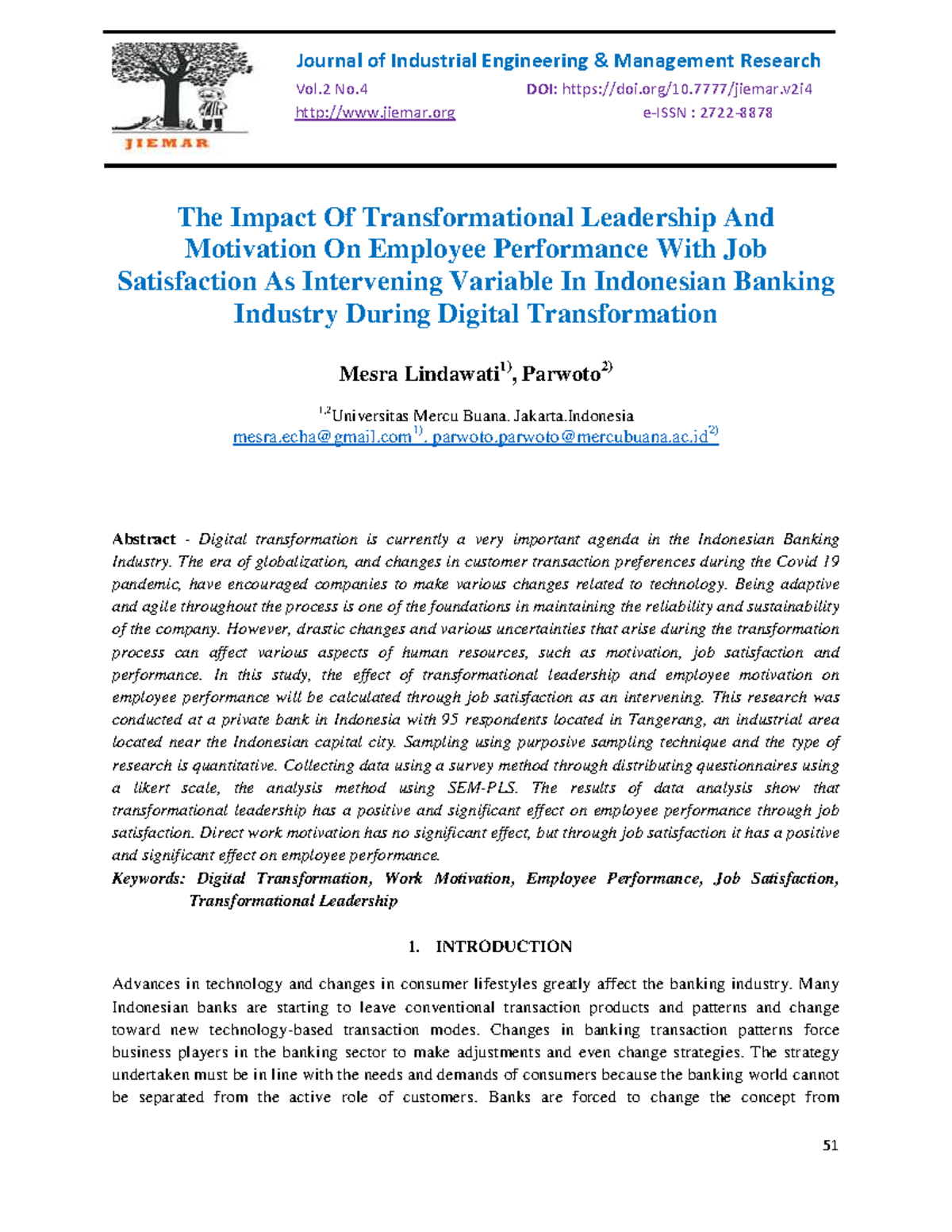 The Impact of Transformational Leadership on Employee Performance in ...