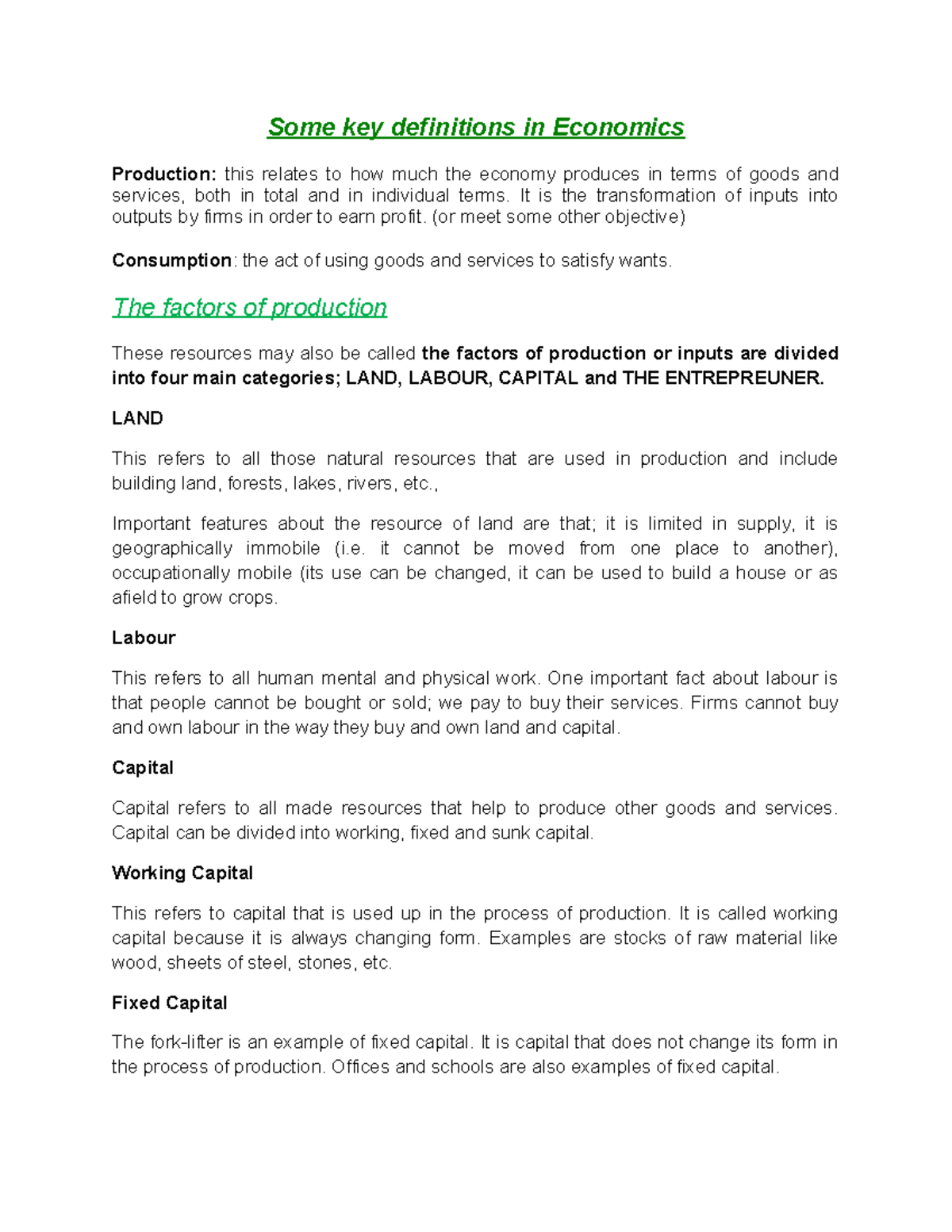 Production Possibilities Curve & Economic Principles Notes - Studocu