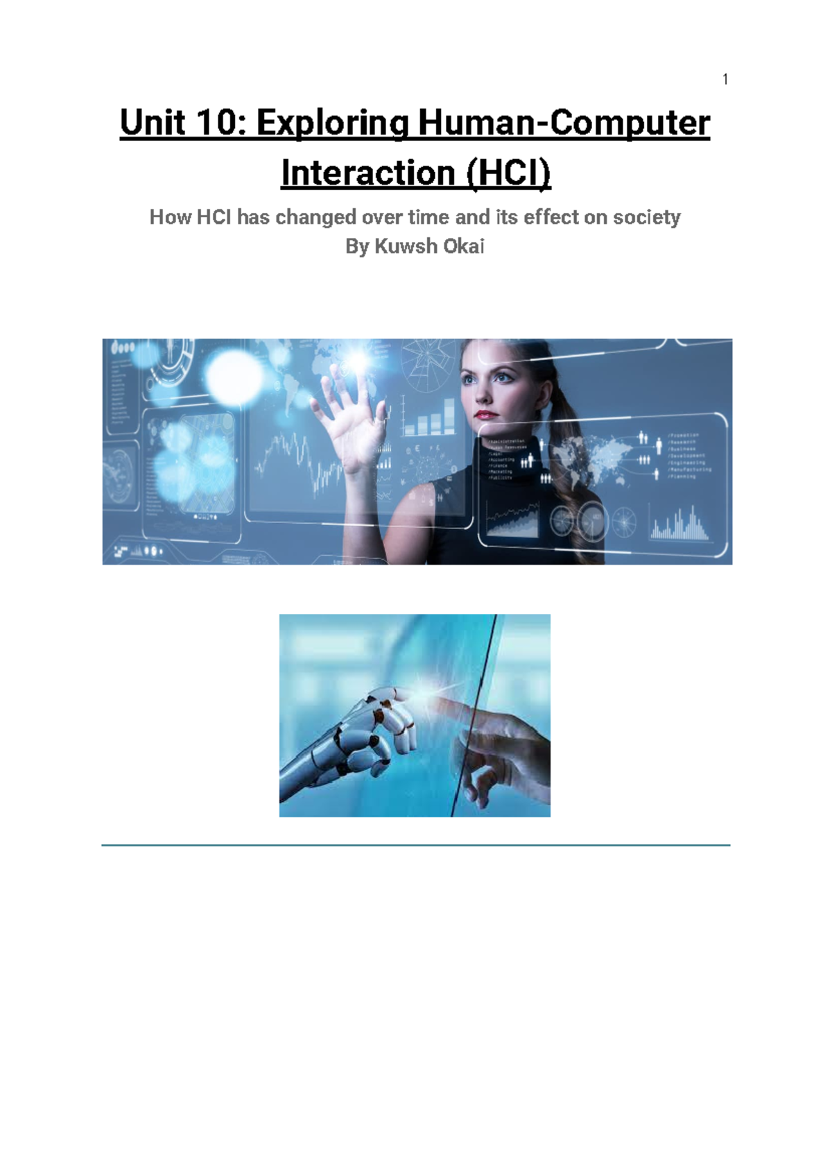 Resub - Kuwsh - U10 - HCI: Evolution and Societal Impact Report - Studocu