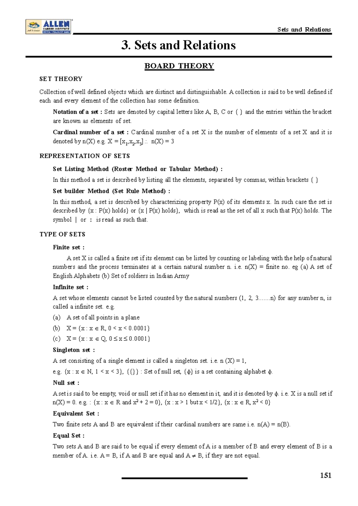 Sets and Relations - Teaching Notes for Course MATH101 - Studocu