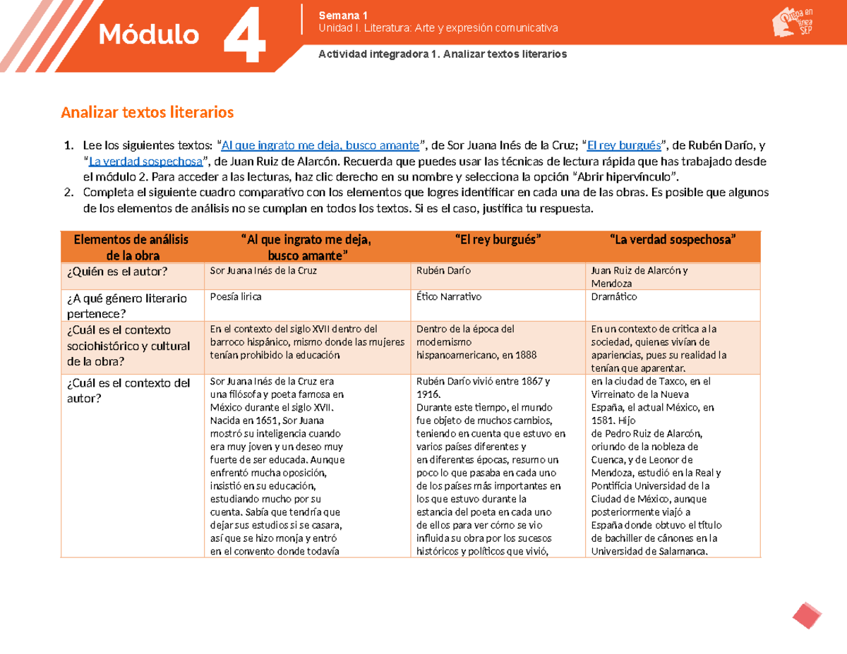 M04 S1 AI1 WORD - Análisis de Textos Literarios: Actividad Integradora