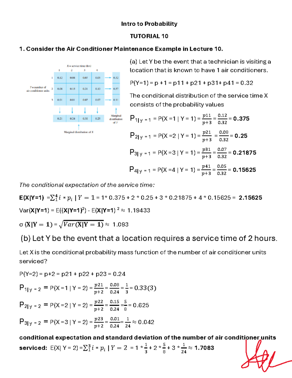 Probability Tutorial 10: Air Conditioner Service Time Analysis - Studocu