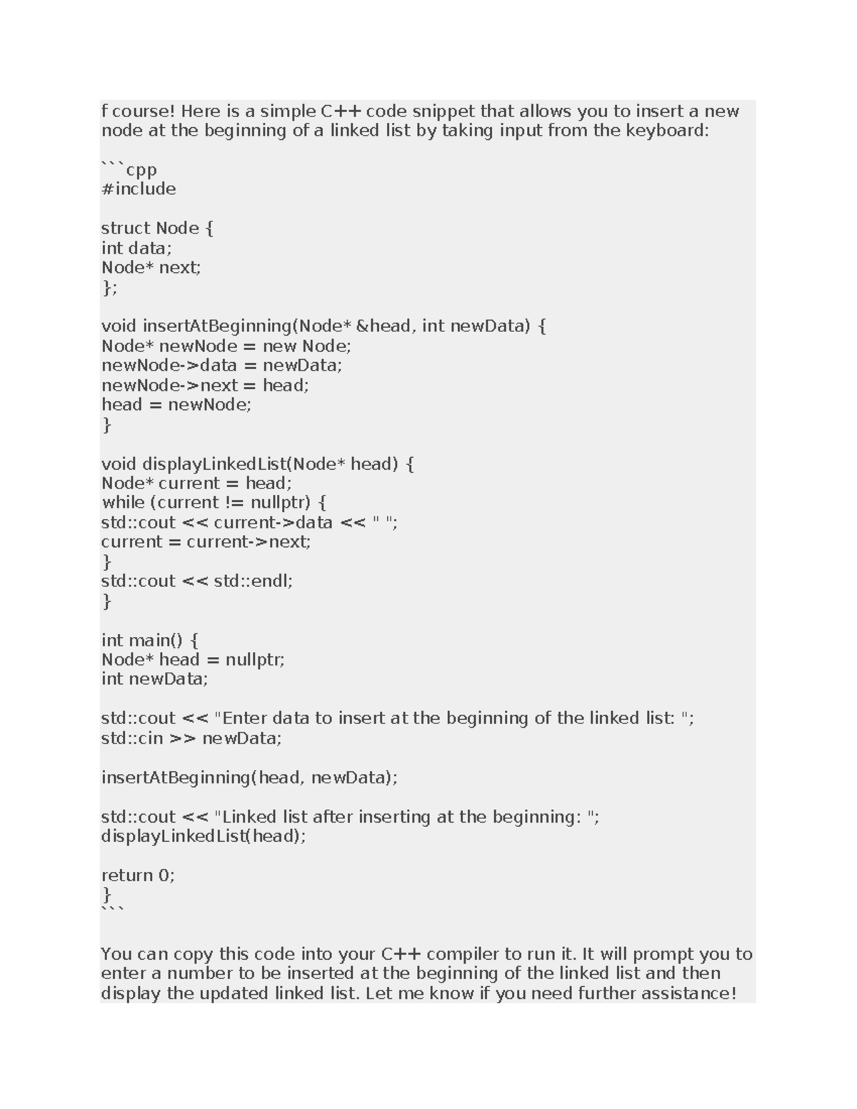 Tempcode - Study material - f course! Here is a simple C++ code snippet ...