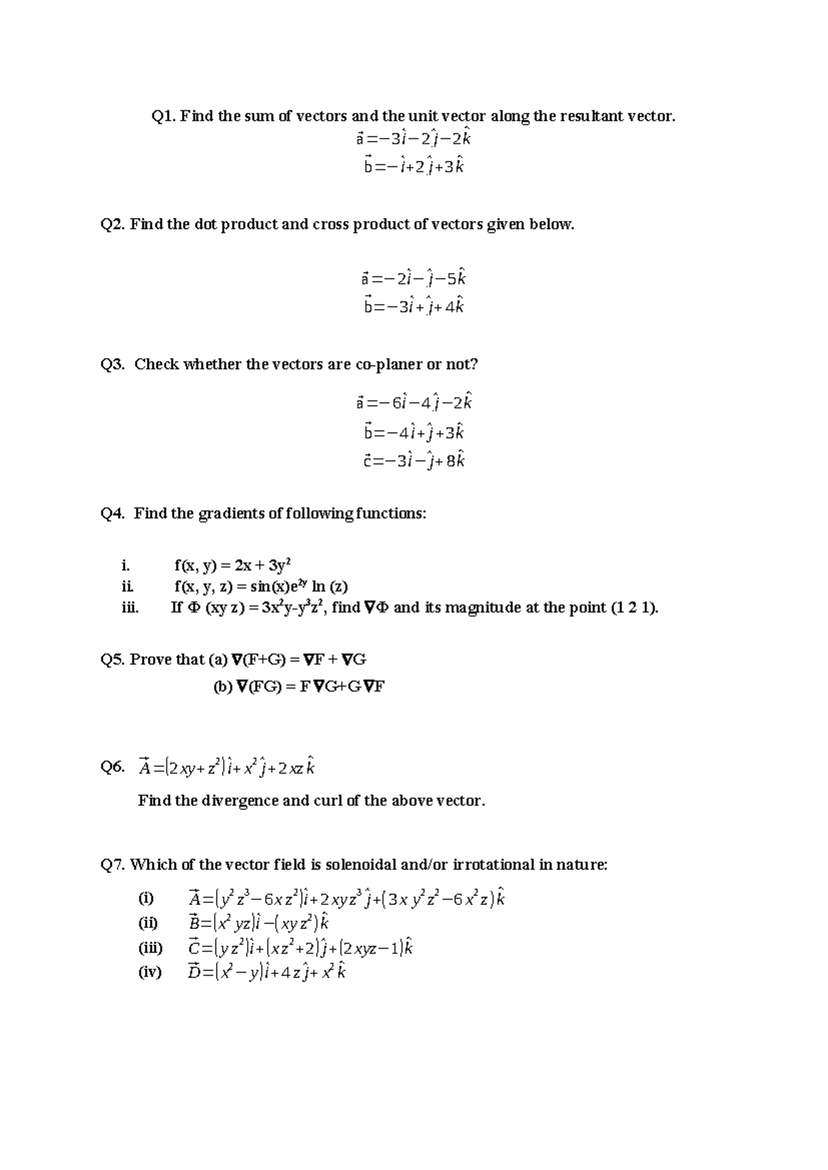 Class Assignment M2: Vector Operations and Properties - Studocu