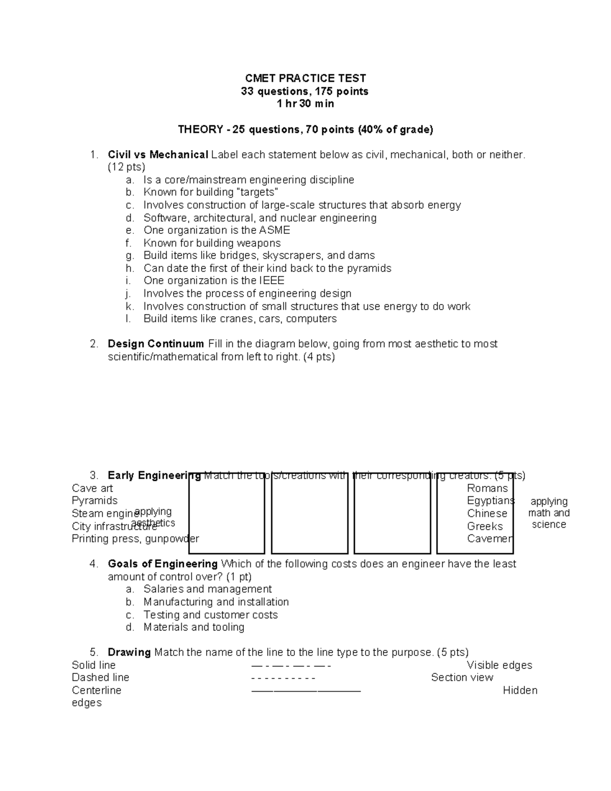 CMET 101: Introductory Engineering Practice Test Guide - Studocu