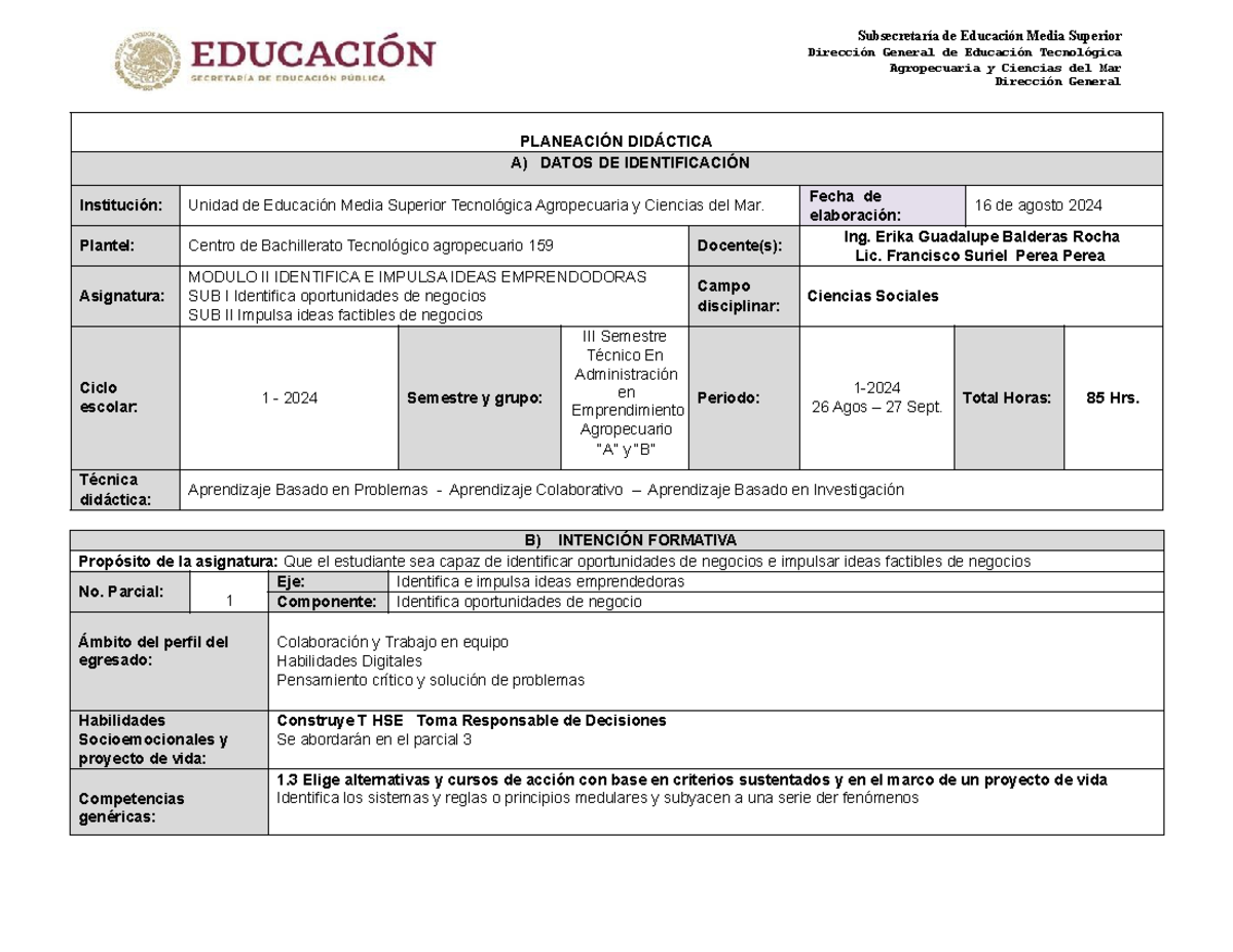 ECA P1 Submodulo 1, 3 er semestre - Dirección General de Educación ...