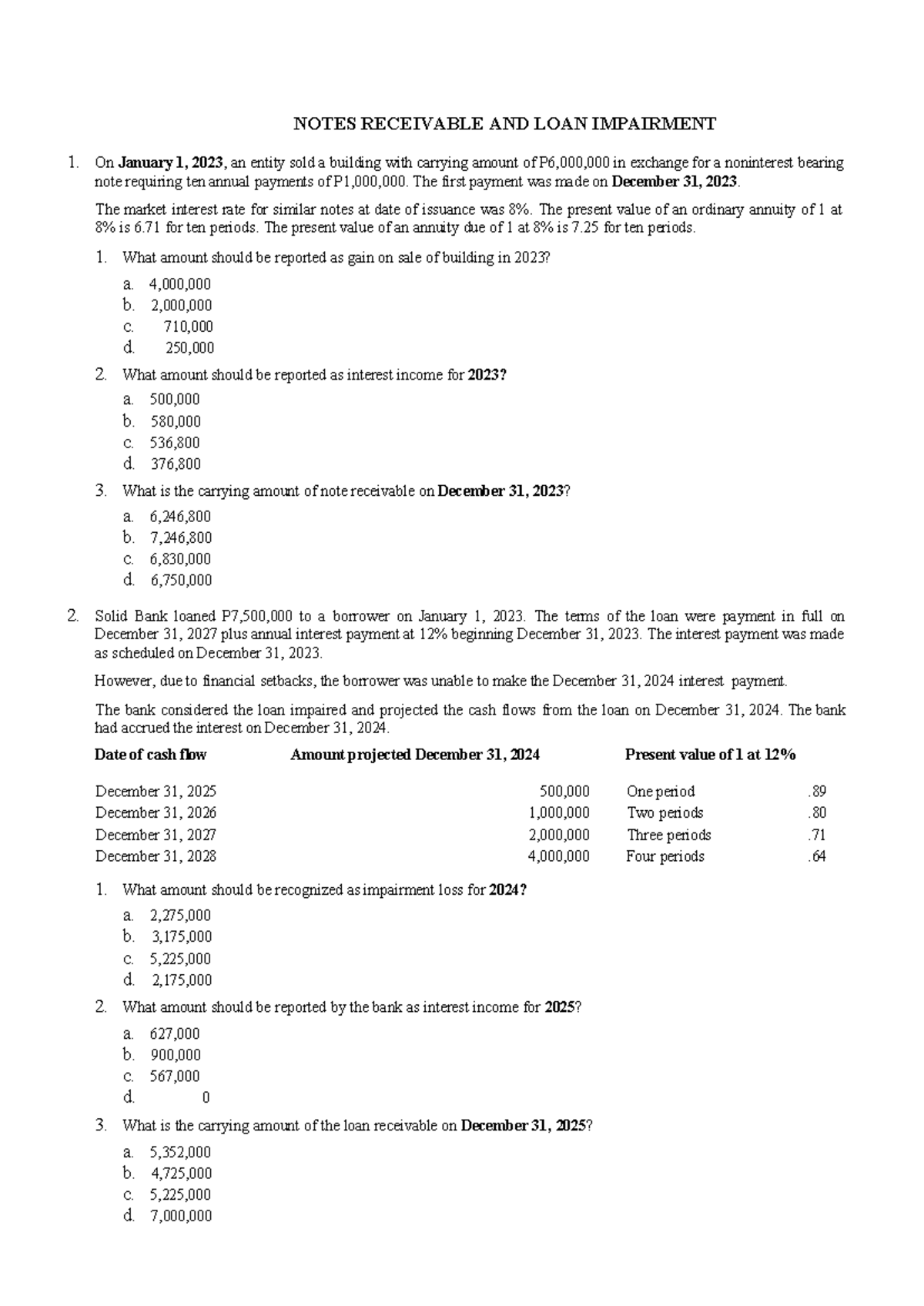 Week 3 FAR Notes: Receivable and Loan Impairment Analysis - Studocu