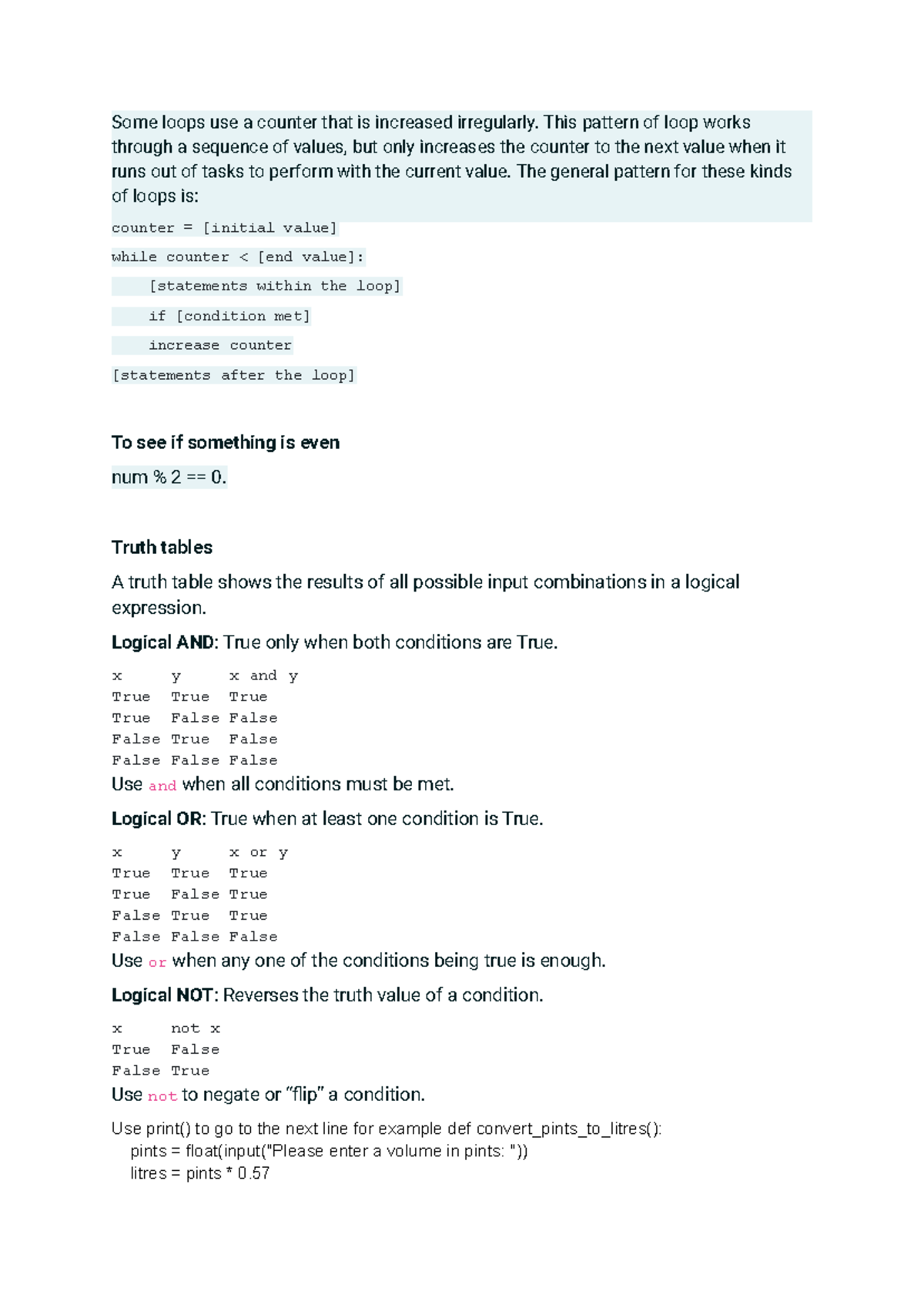 Python Conversion Functions and Logic Patterns - Studocu