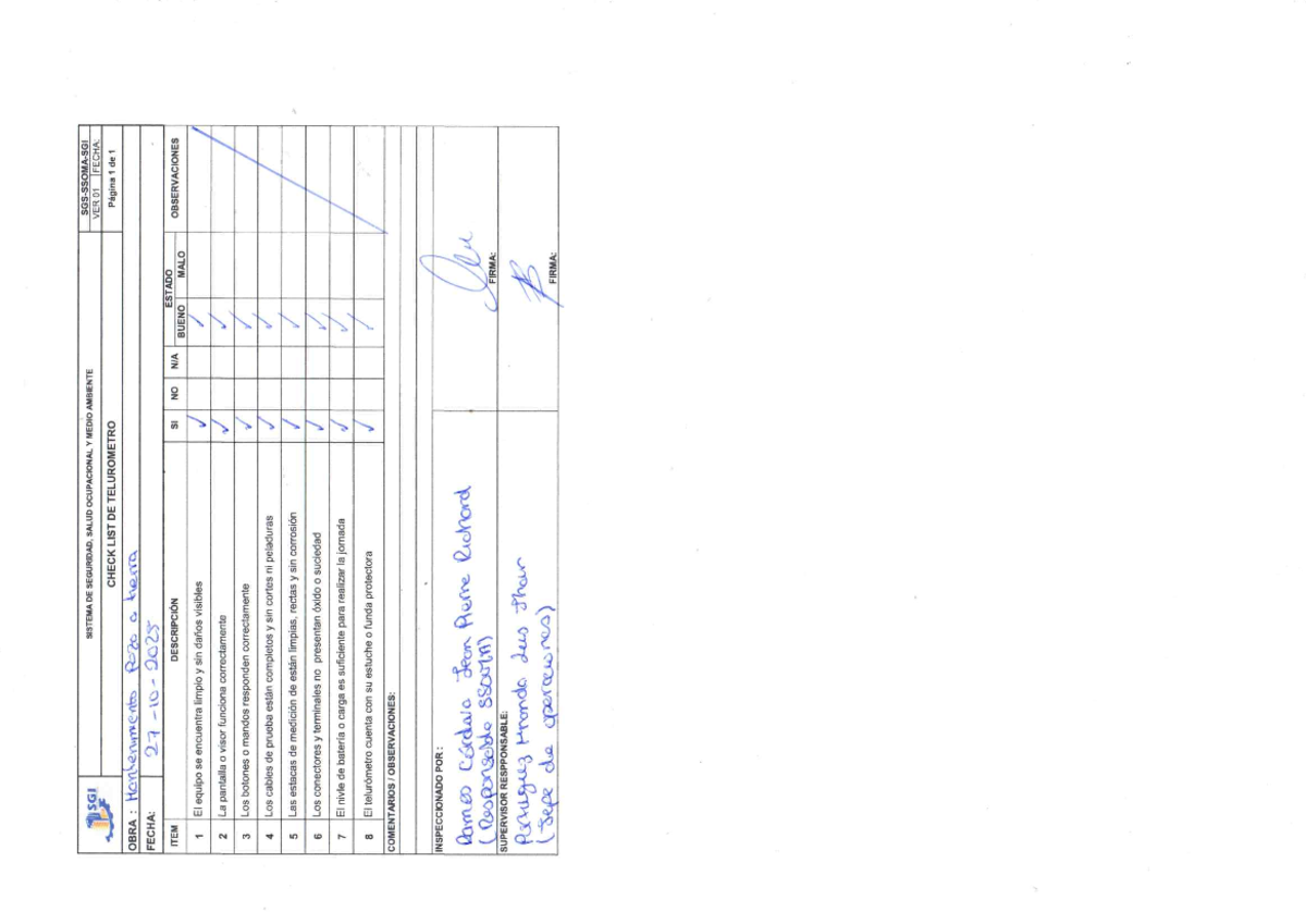 BT T FI: Checklist for Telurometro Analysis - Studocu