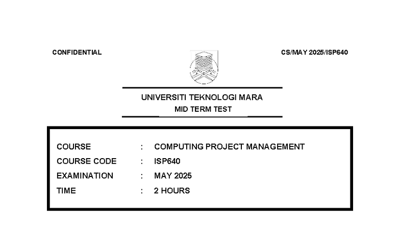 ISP640 FINAL MIDTERM EXAMINATION MAY 2025 - COMPUTING PROJECT ...