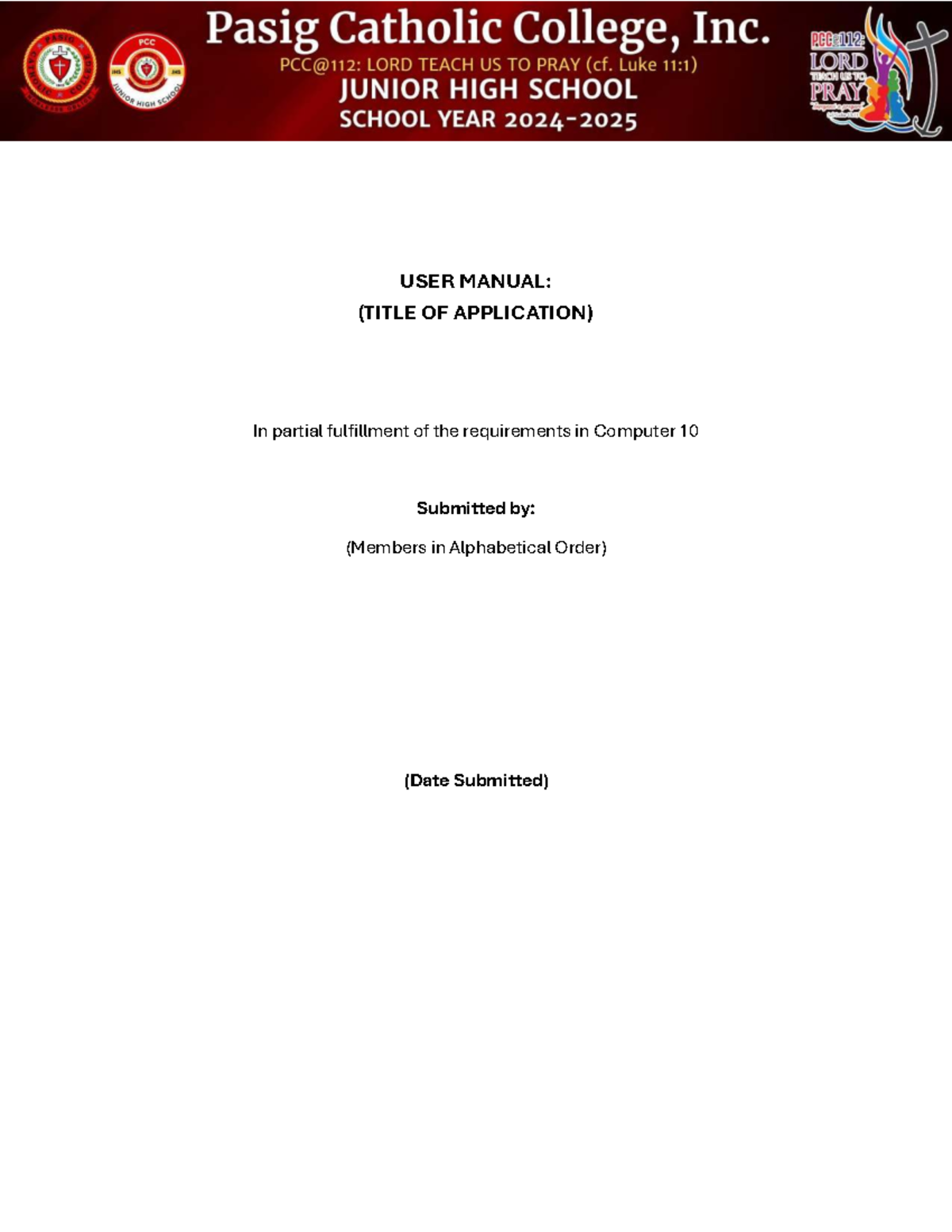 USER- Manual- Template - computer - USER MANUAL: (TITLE OF APPLICATION ...