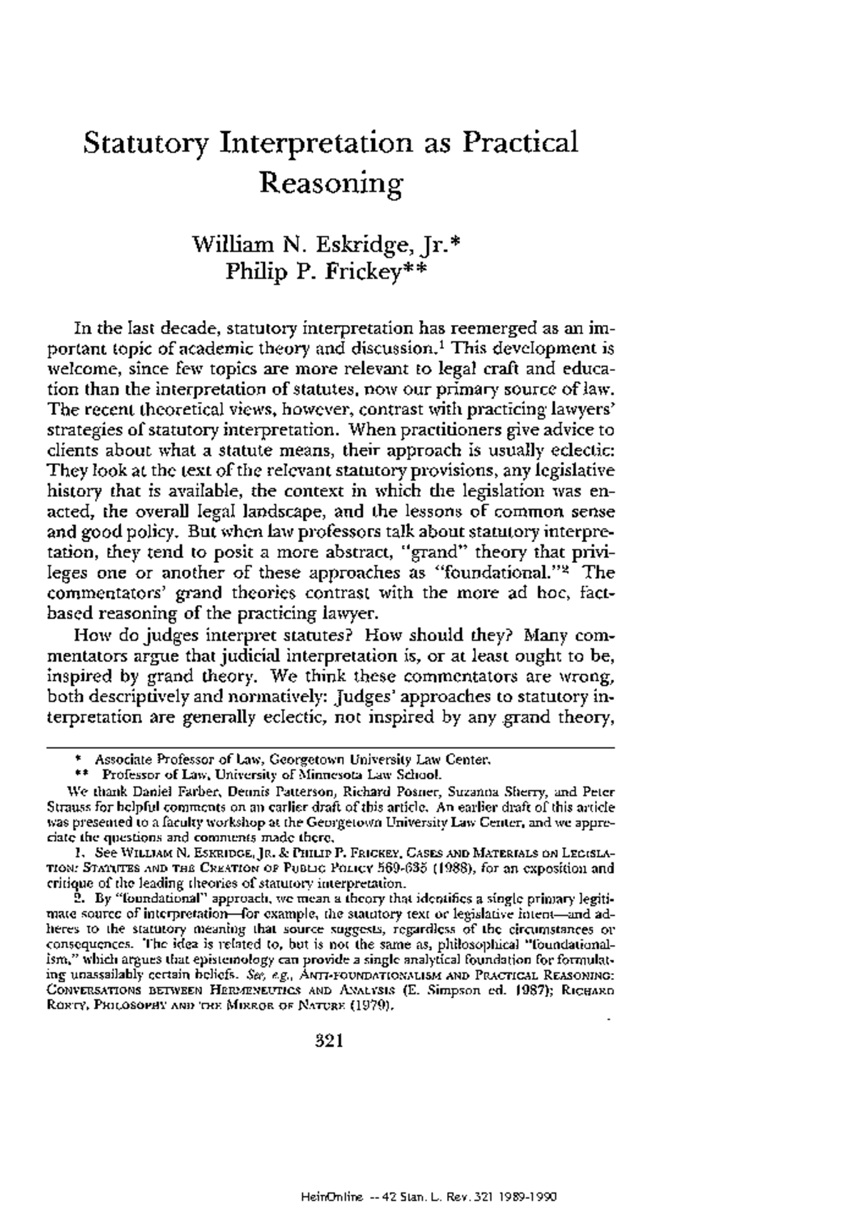 Statutory Interpretation as Practical Reasoning - Statutory ...