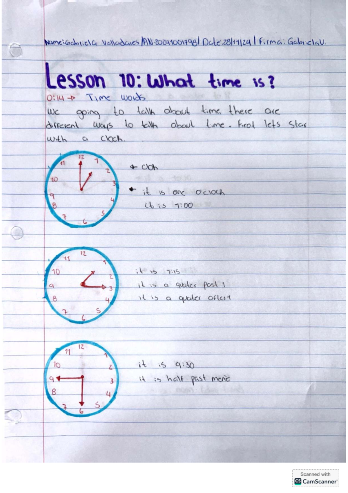 Lesson 10: Understanding Time Words and Their Usage in U2T3a26 - Studocu