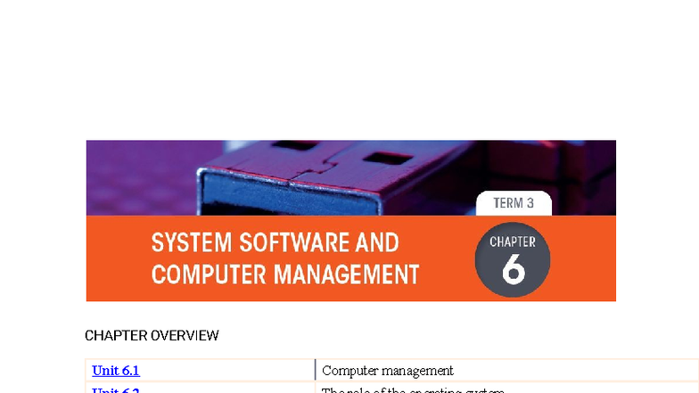 CHAPTER OVERVIEW: Unit 6 - Computer Management & OS Role - Studocu