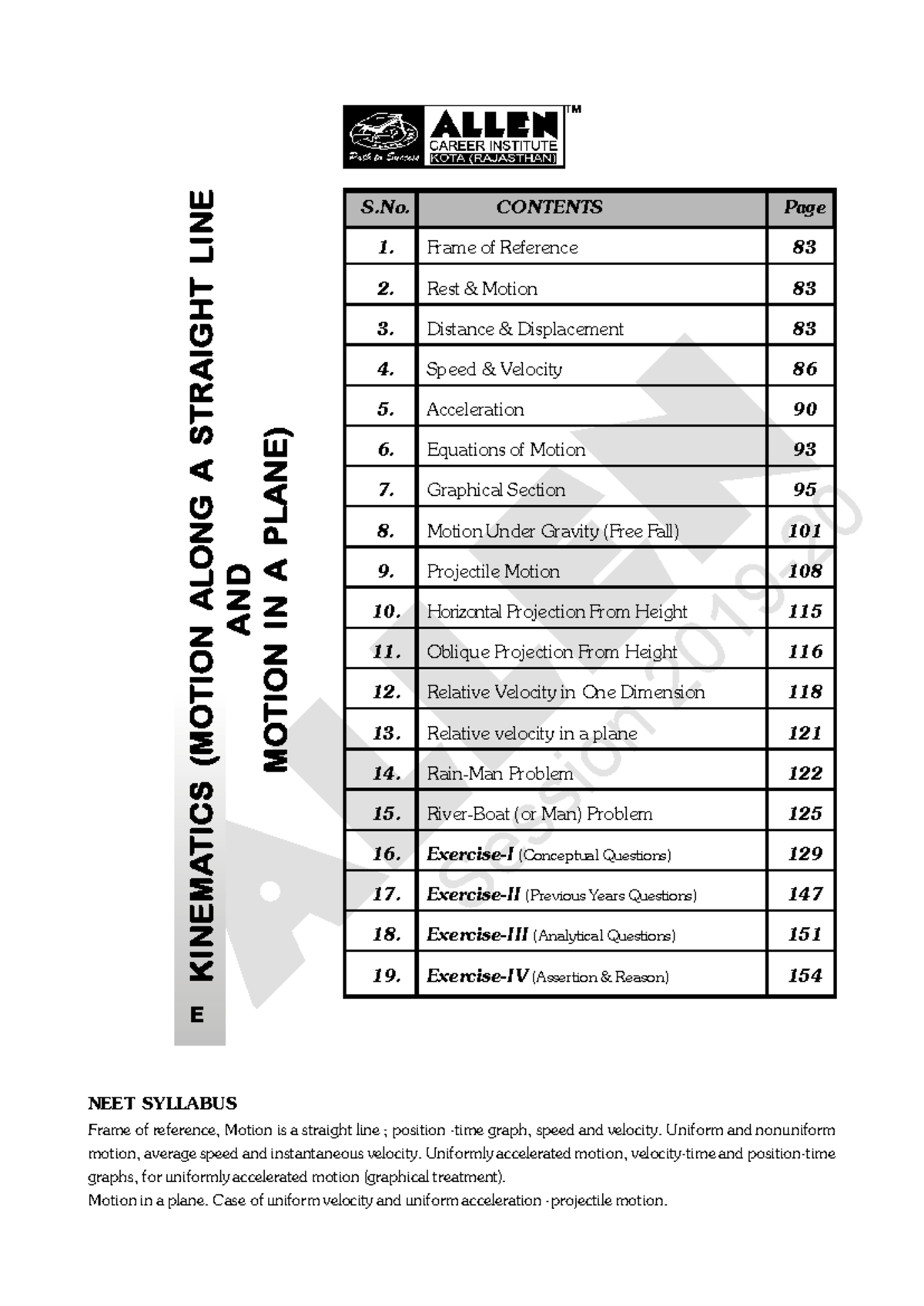 Kinematics Study Notes (03 PHYS 2019) - Comprehensive Guide - Studocu
