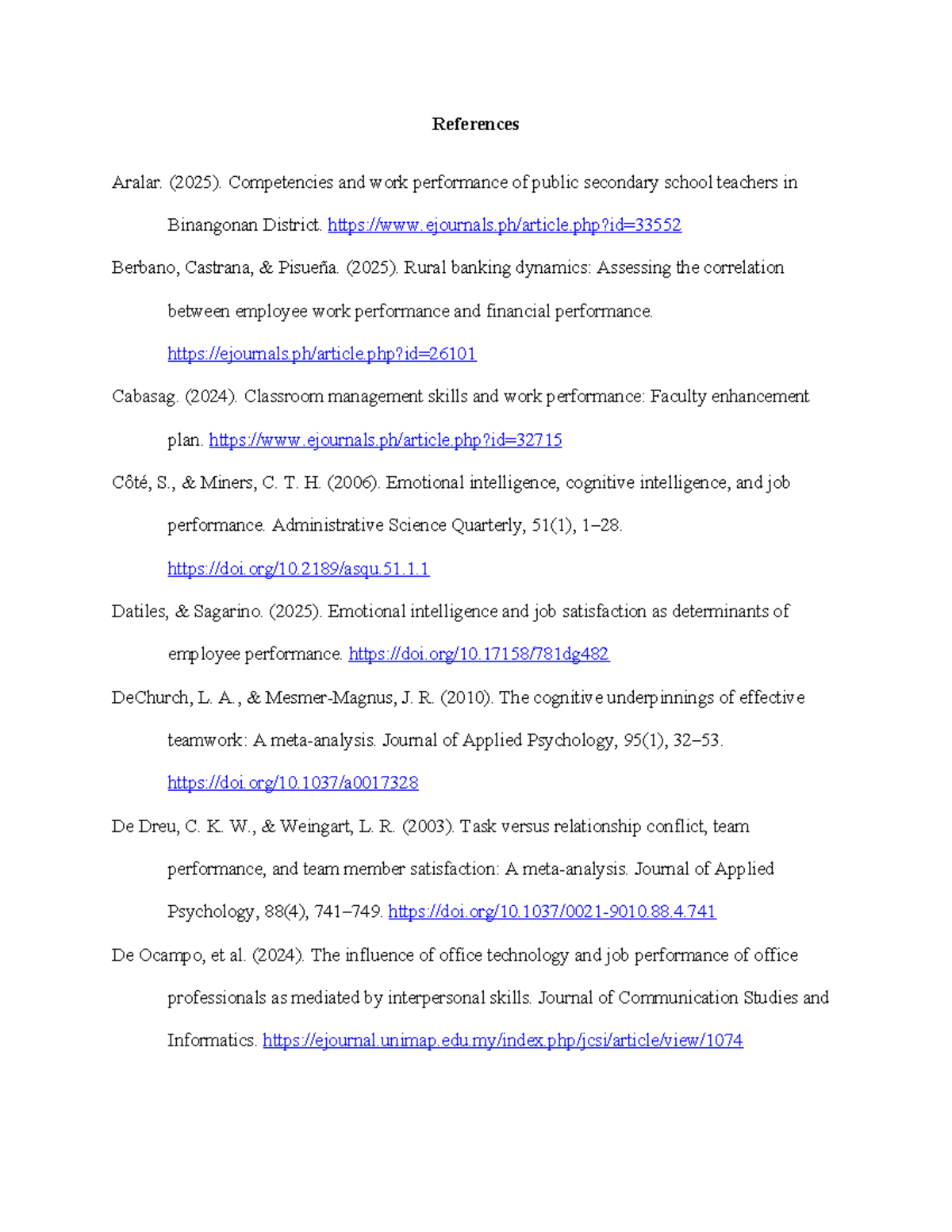 APA7 50 Alphabetical References on Emotional Intelligence & Job ...