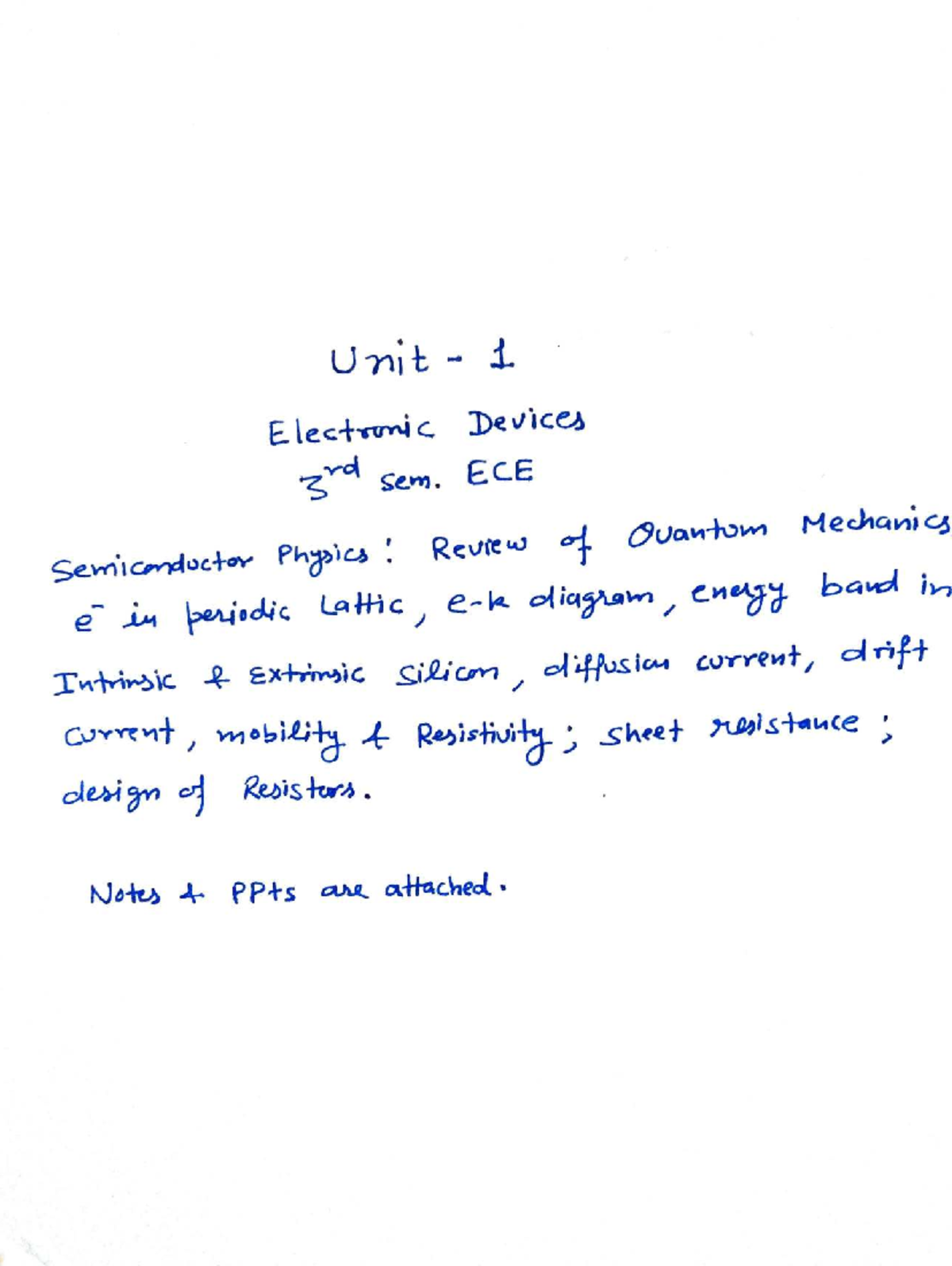 UNIT-1 Third SEM ED ECE Notes and Assignments Overview - Studocu