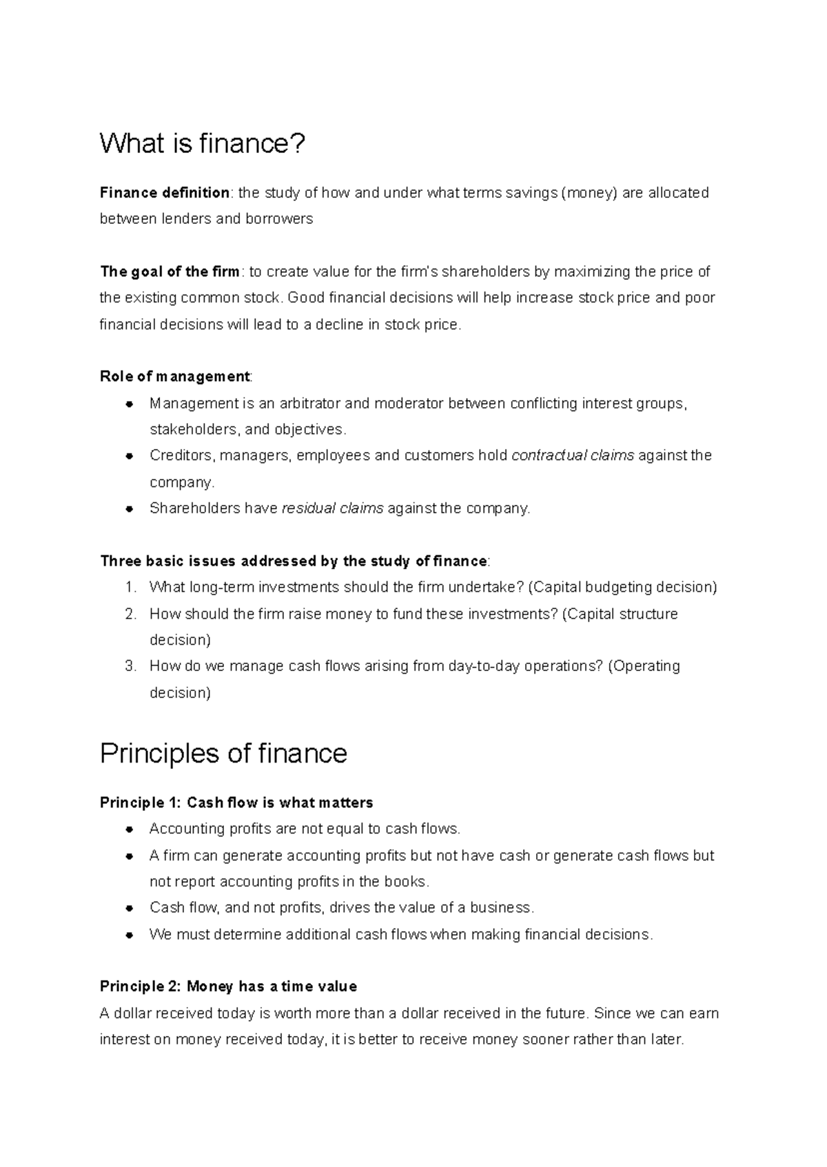 MOS 1023 Final Exam - What is finance? Finance definition: the study of ...