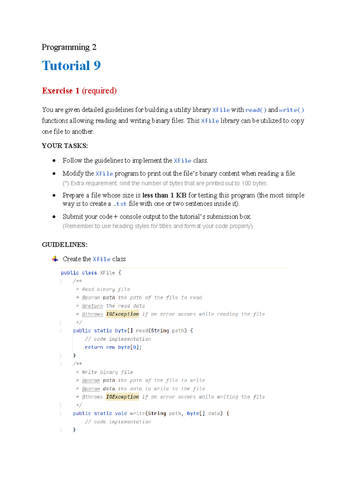 Programming 2 Tutorial 9: XFile, Matrix, and IOFile Implementation ...