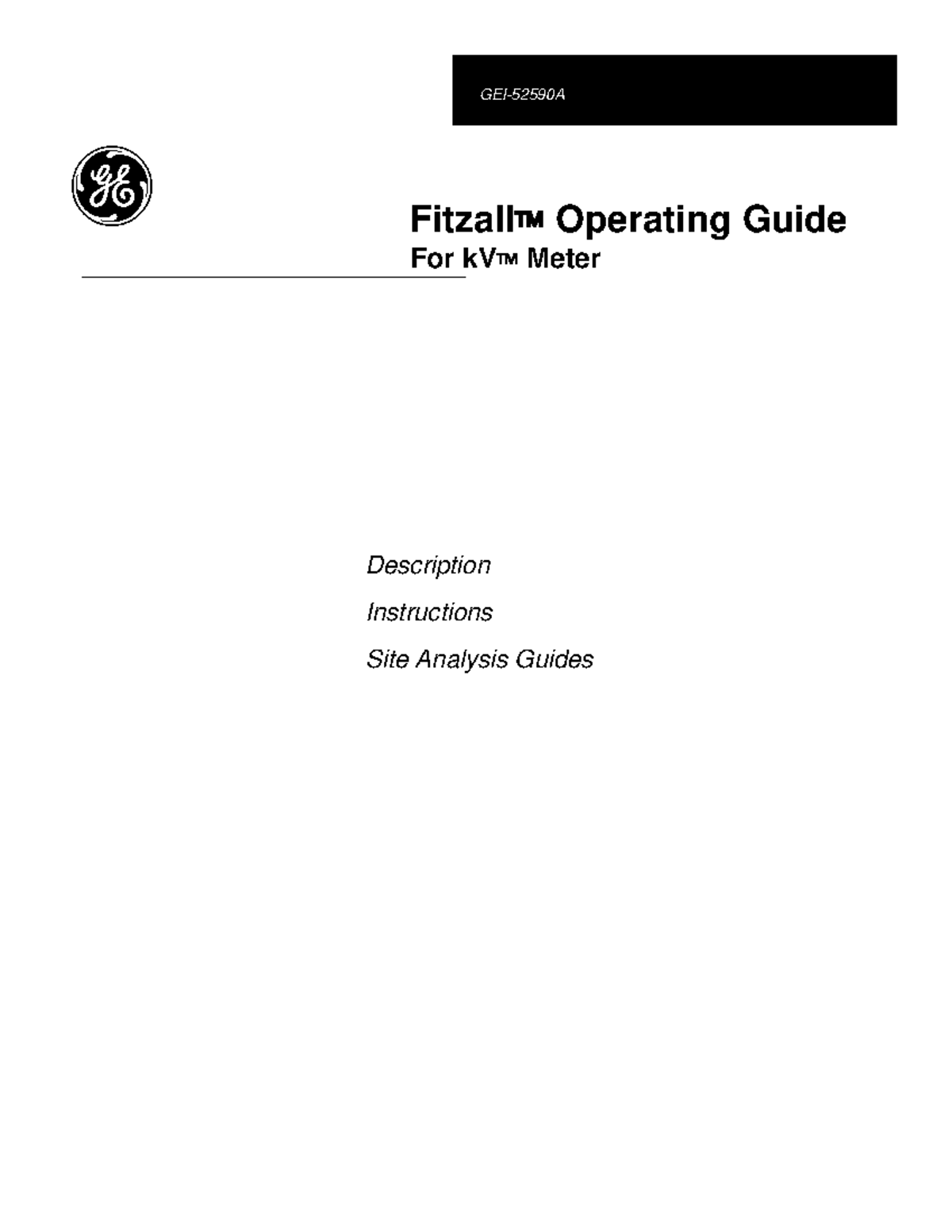 Fitzall kV Meter Operating Guide & Site Analysis (GEI 52590 A) - Studocu