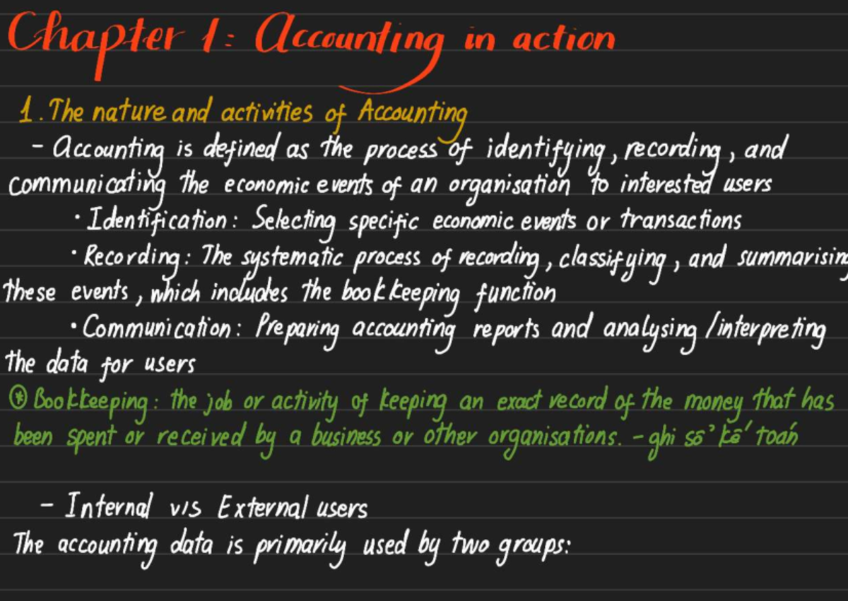 Chapter 1: Accounting in Action - Principles and Concepts (ACCT101 ...