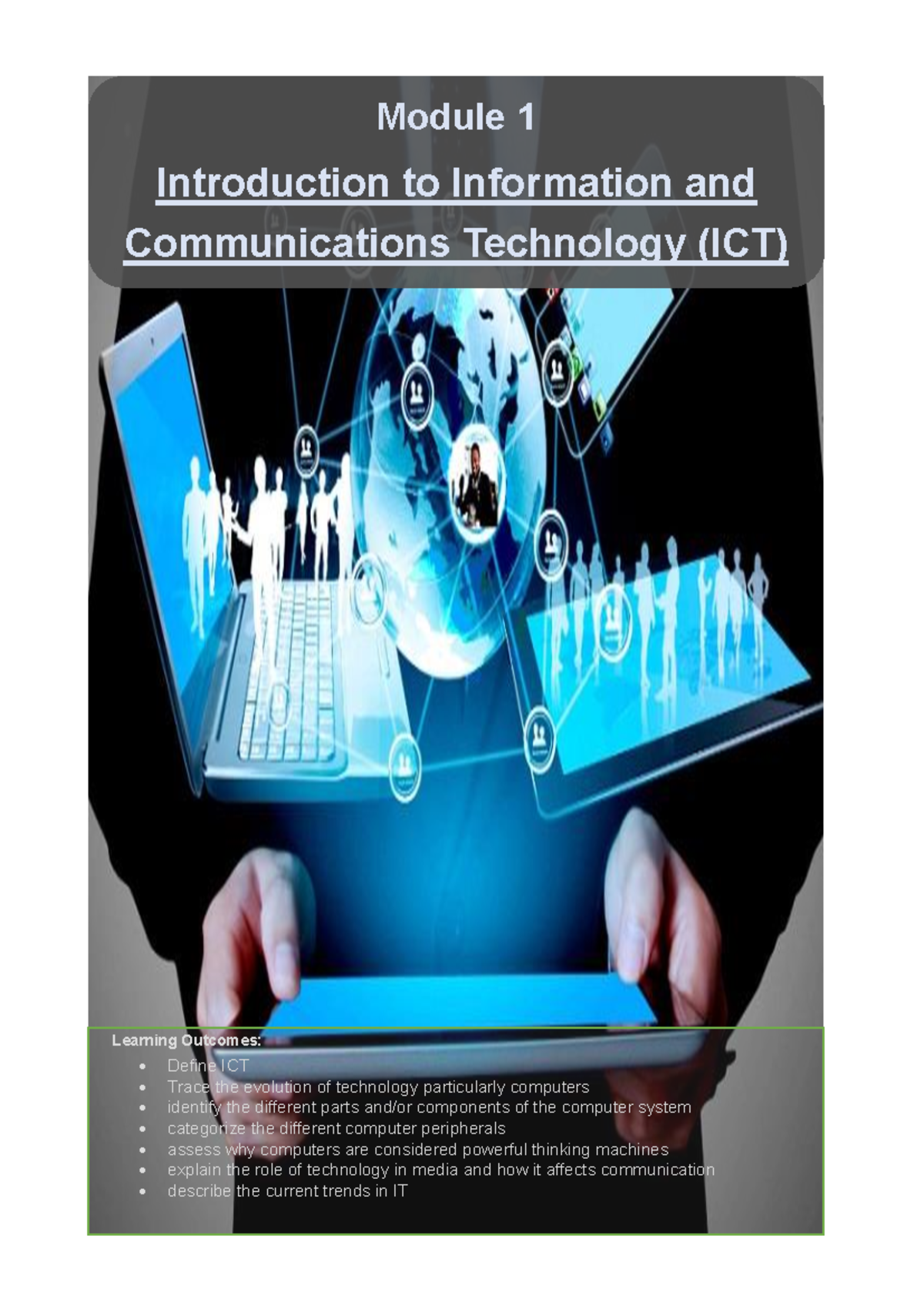 Module 1: Understanding ICT and Its Evolution in the IT Era - Studocu