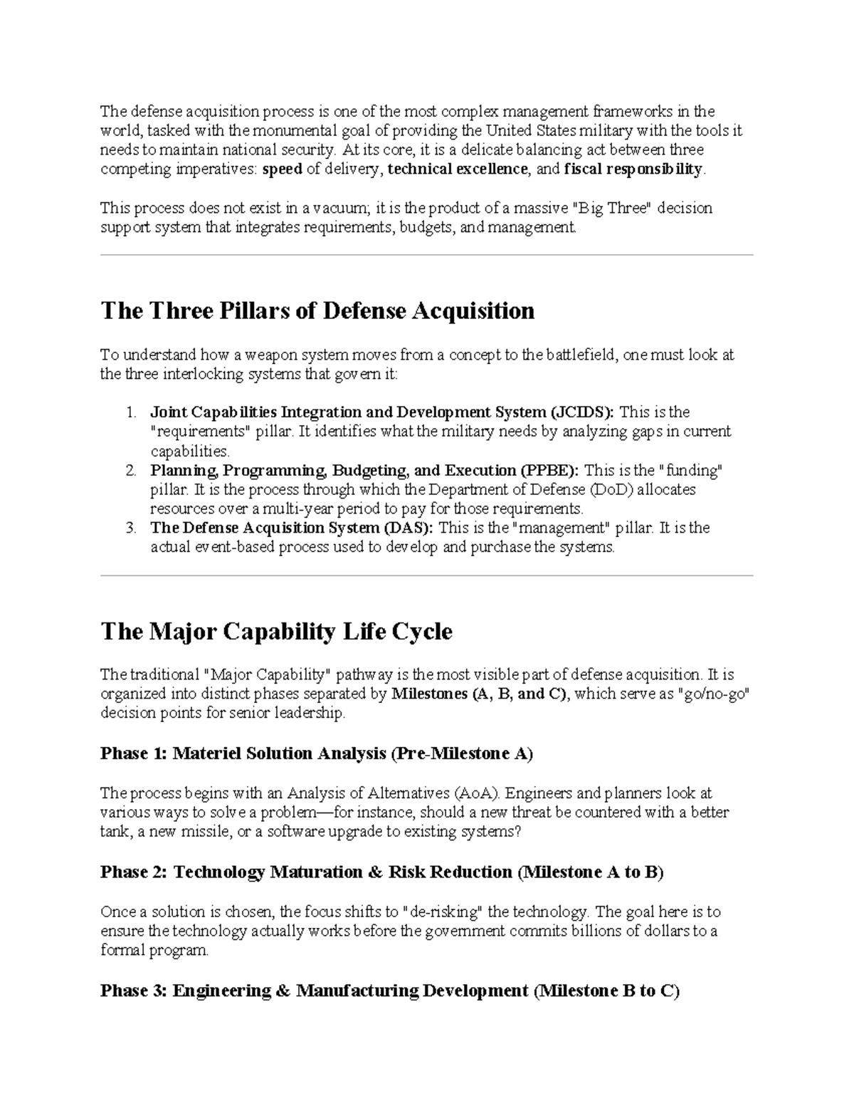 Defense Acquisition Process Overview: Key Pillars & Phases - Studocu