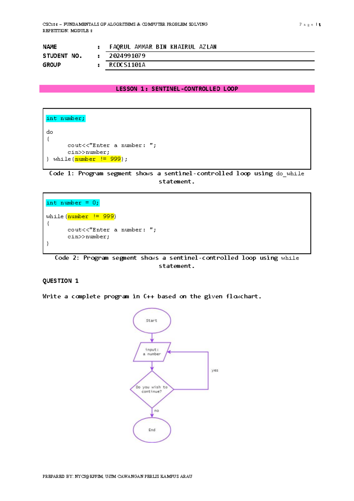 CSC126 Final Exam: Fundamentals of Algorithms - Repetition Module 2 ...