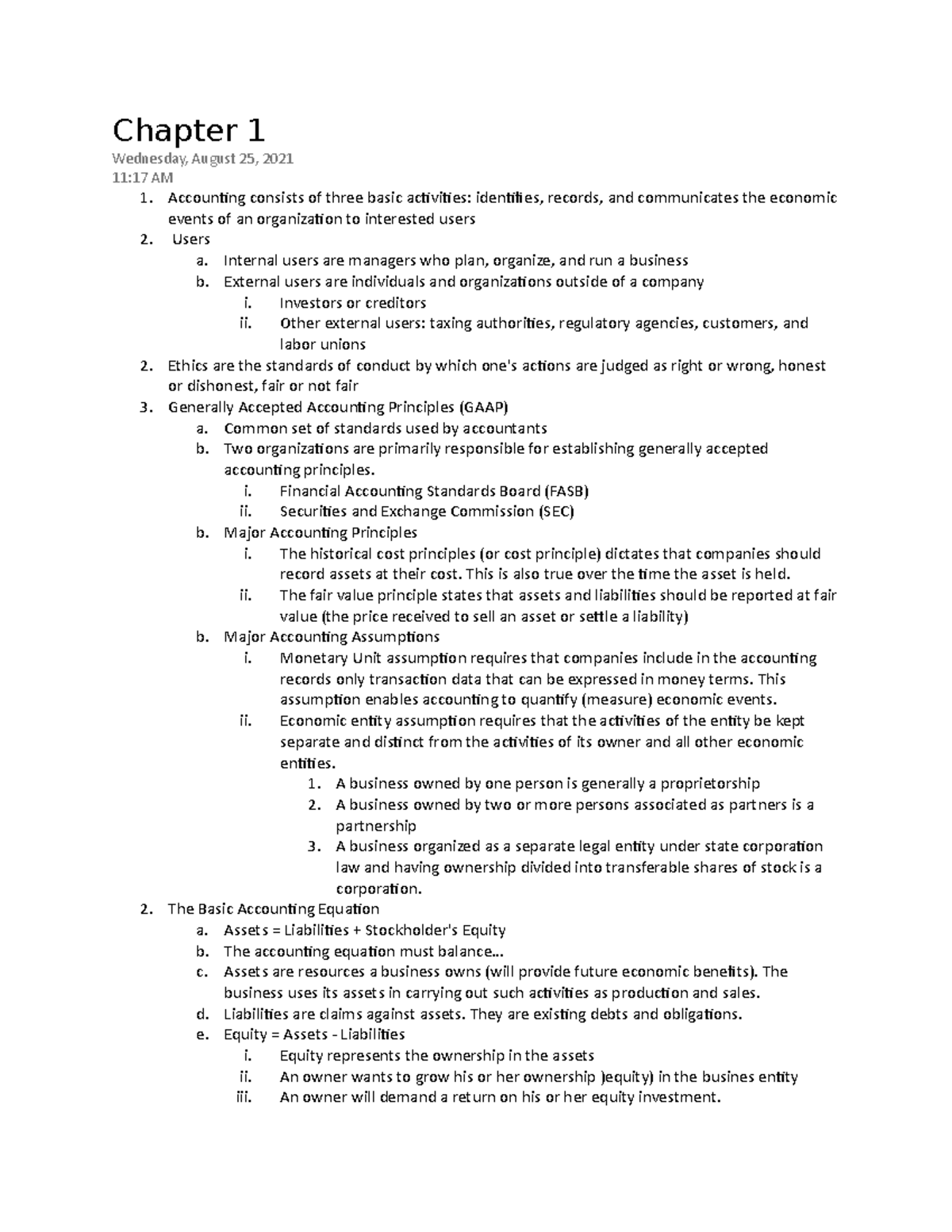 Chapter 1 - Lecture notes 1 - Chapter 1 Wednesday, August 25, 2021 11: ...