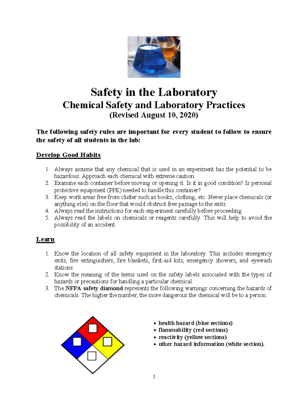 Lab Safety Rules & Practices for CHEM 104: Essential Guidelines - Studocu