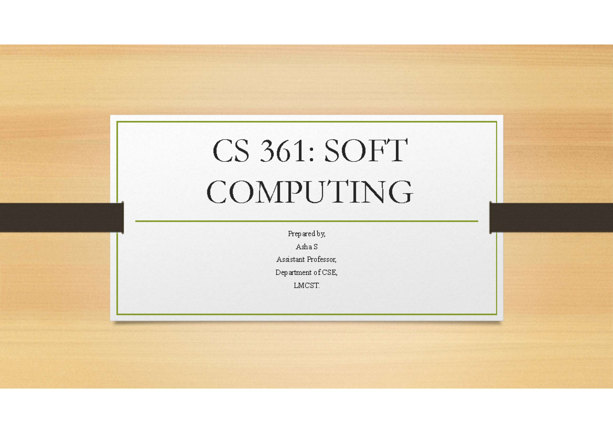 CS 361: Soft Computing - Perceptron Networks Overview - Studocu