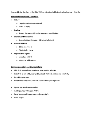 Med Surg - Notes for PowerPoint - MODULE 1 Topics to Review (Renal ...