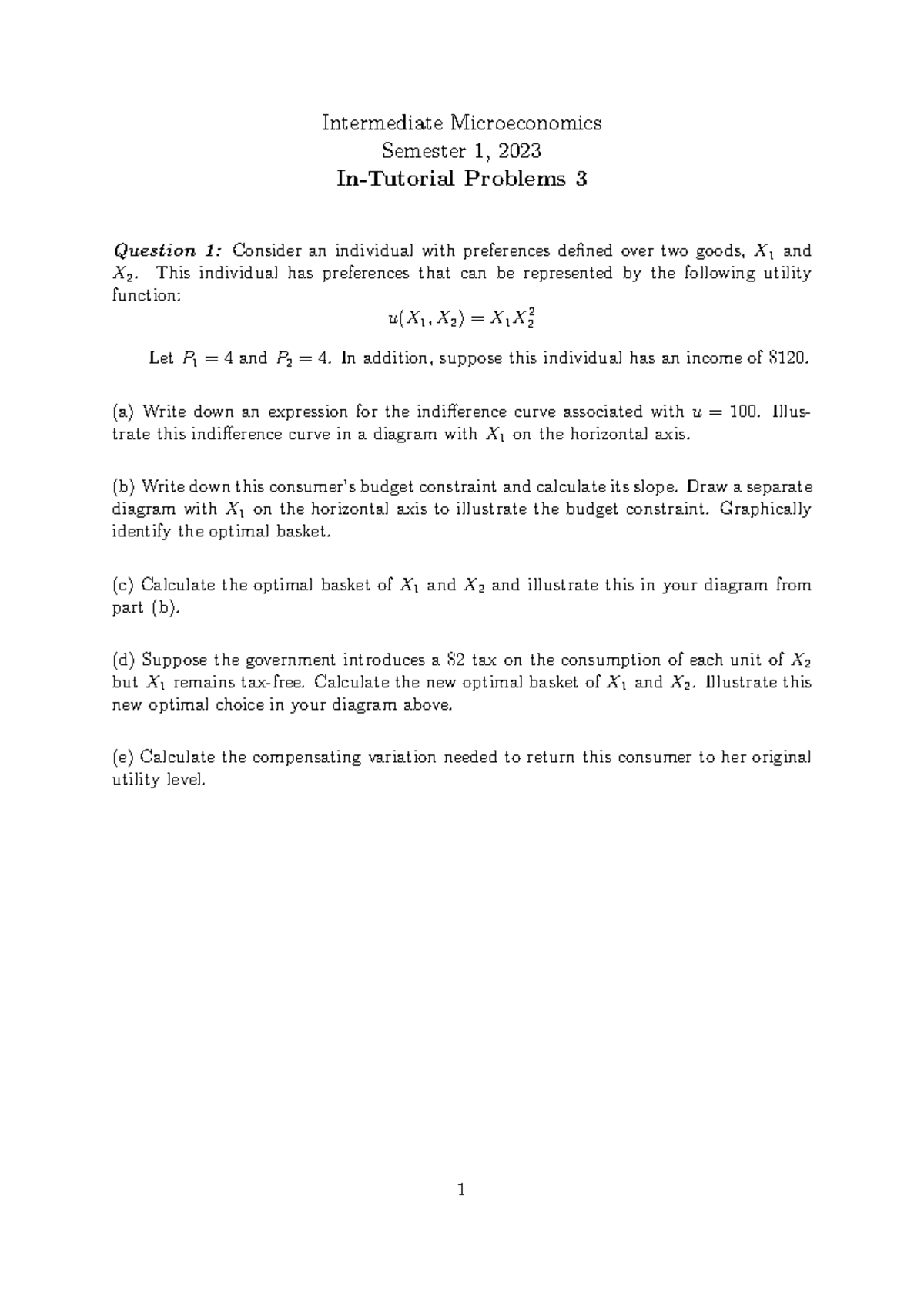 IM IN T3 2023 - Intermediate Microeconomics Problems & Solutions - Studocu