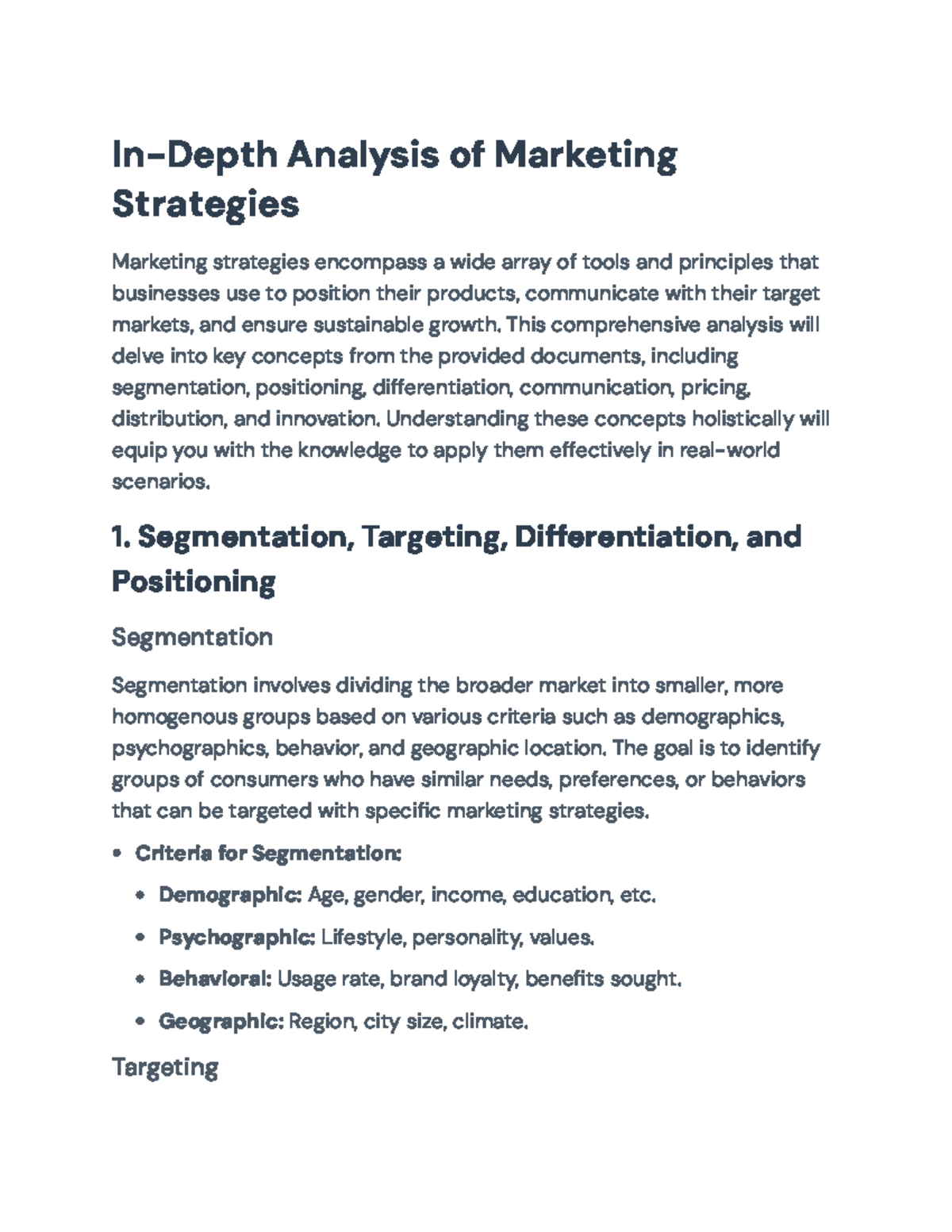 Comprehensive Marketing Strategies: Analysis and Implementation Guide ...