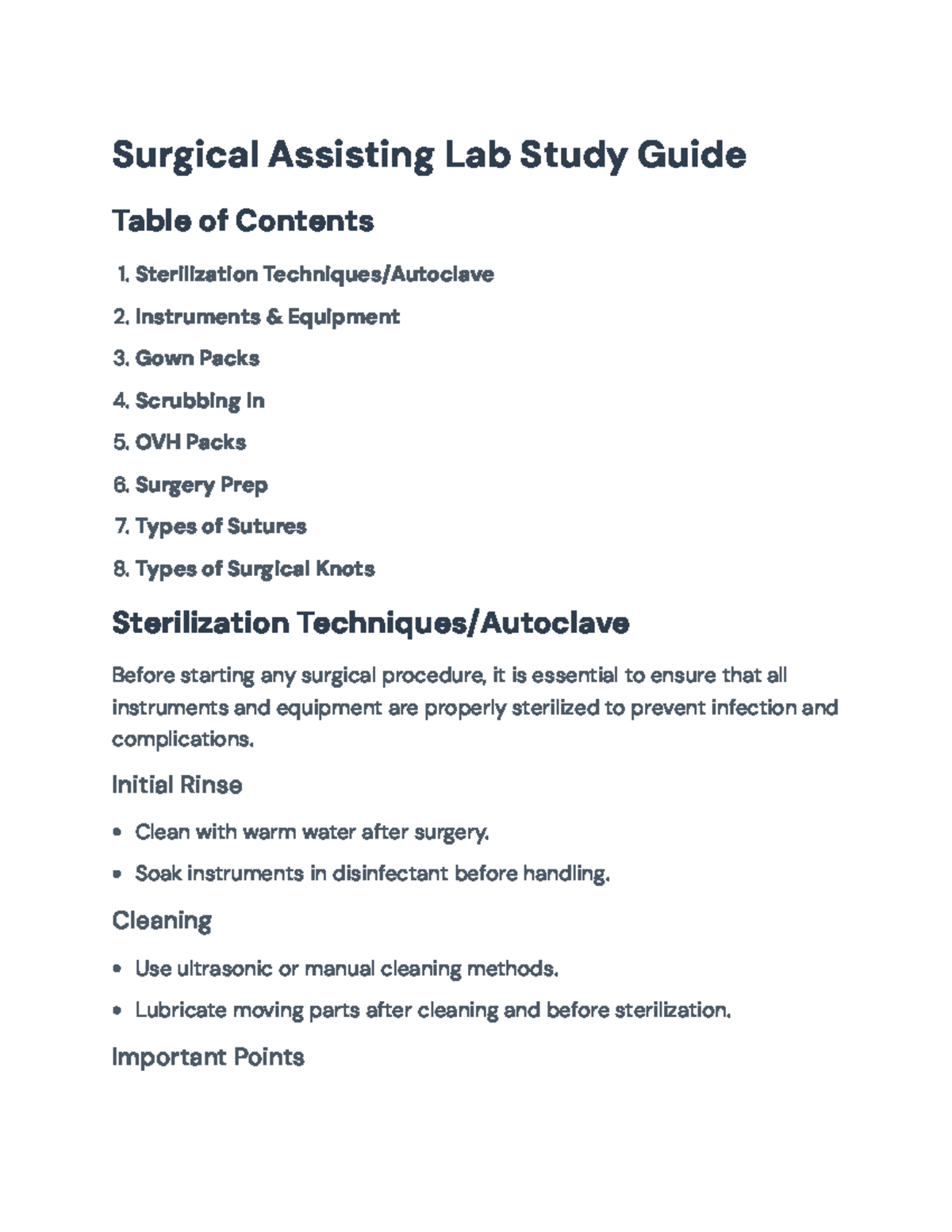 Surgical Assisting Lab Study Guide: Techniques and Procedures ...