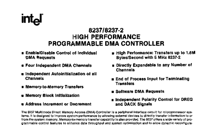 Intel 8237 DMA Controller Overview and Functionality (Course Code ...