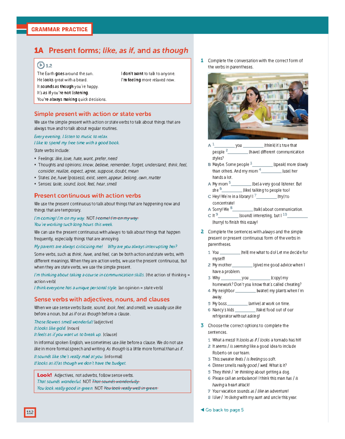 GRAMMAR PRACTICE 1A: Present Like, As If, and As Though - Exercises and ...